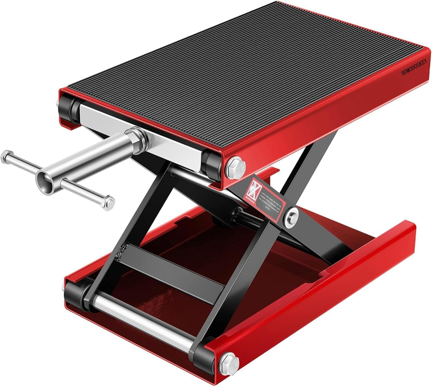 Homodoskey Motorcycle Lift Scissor Jack Steel Wide Deck Hoist Crank Center Stand 1100 LBS Capacity for Motorcycles, Atvs, Dirt Bikes Red image number 3