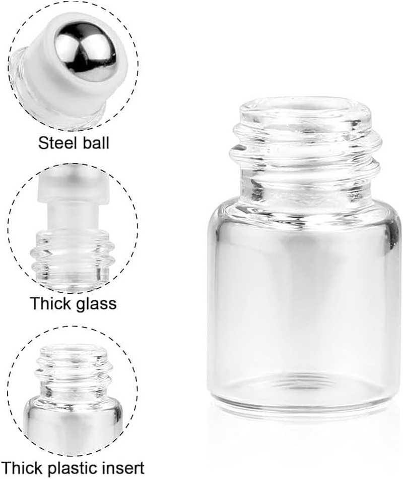 Clear Glass Roller Bottles, 1Ml, 24-Pack, Mini Vials with Black Cap for Essential Oil, Perfume, Aromatherapy image number 6
