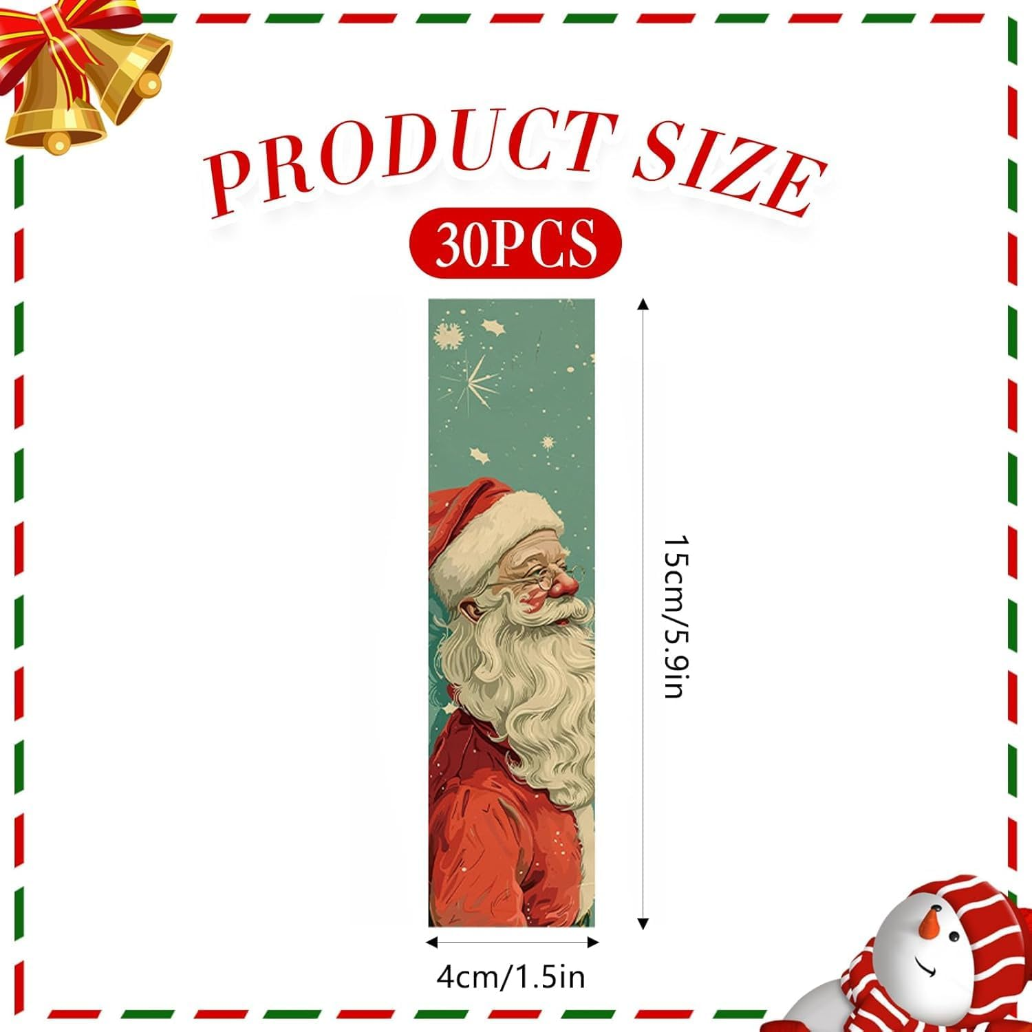 30 Pcs Christmas Bookmarks,Vintage Xmas Theme Paper Book Markers Xmas Page Clips,Creative Xmas Reading Paper Cards for Bedtime Stories Christmas Vacation Reading Family Book Study Breaks