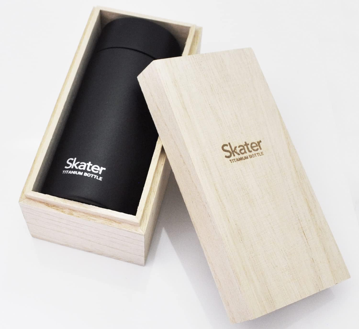 Skater TMB2-A Ultra Lightweight Titanium Mug Bottle, 6.8 Fl Oz (200 Ml), Basic, Wooden Box Included