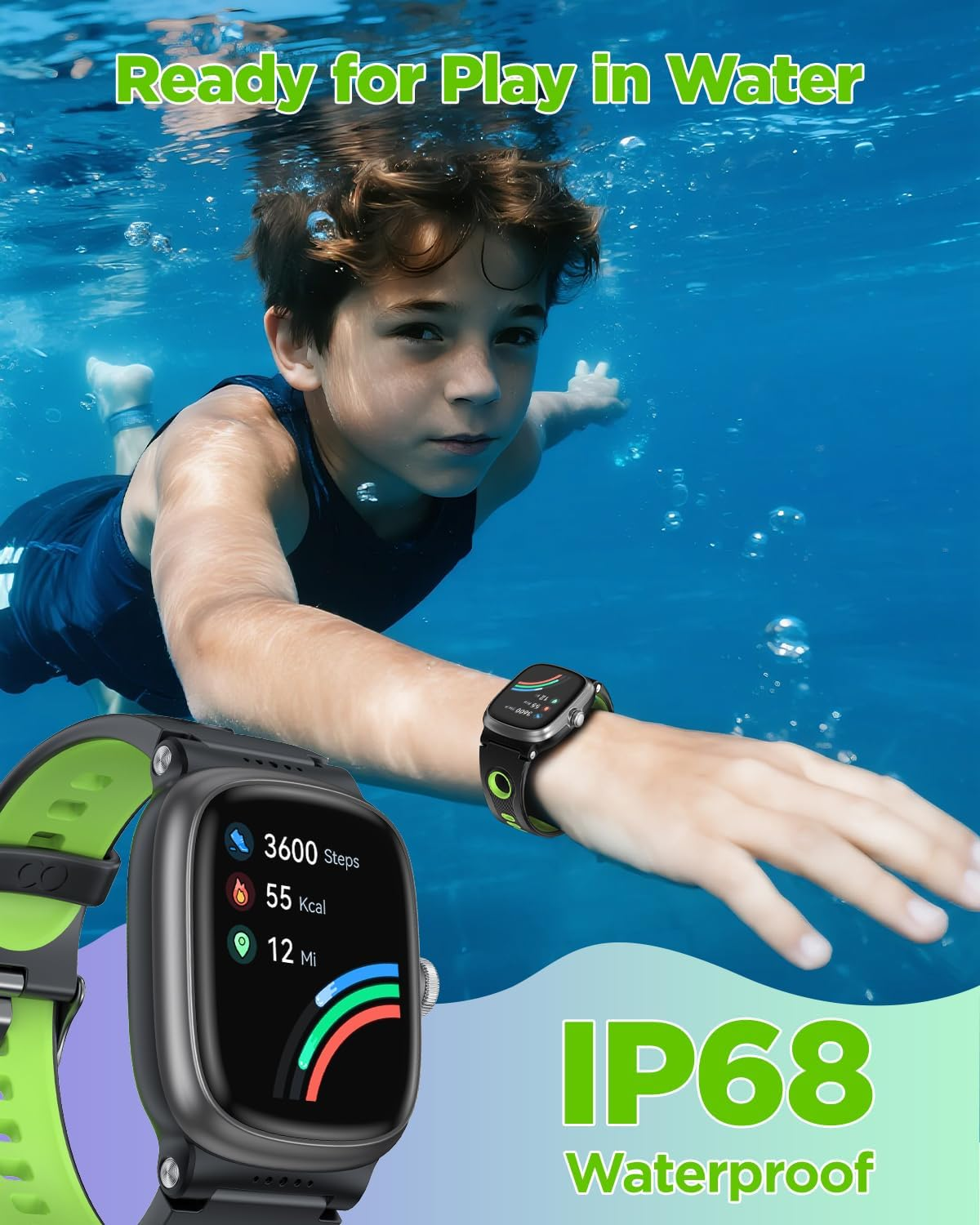 Kids Smart Watch for Boys Girls, Fitness Activity Tracker Watch with Sleep Monitor,Waterproof Pedometer,20 Sports Modes,Calories Counte (Black) image number 2