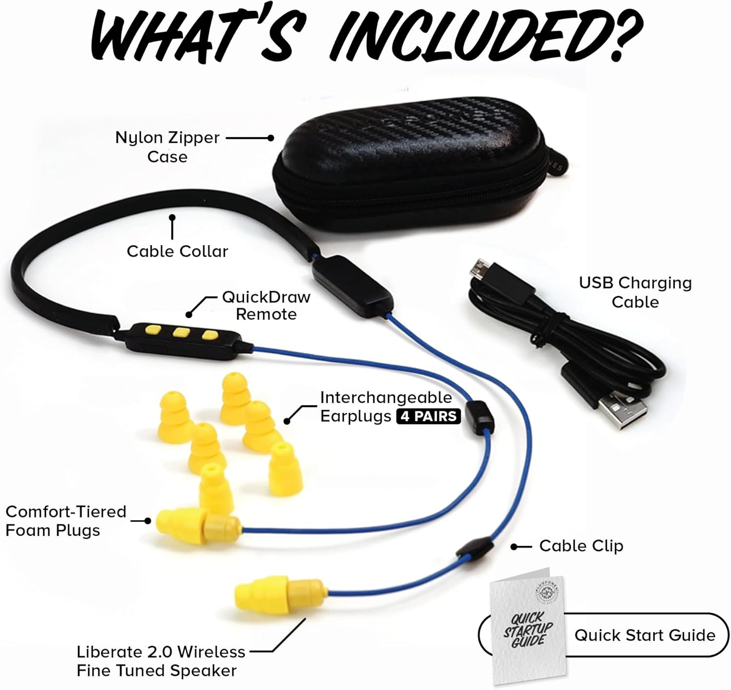 Plugfones Liberate 2.0 Wireless Bluetooth Headphones with Earplugs, Blue/Yellow (NA) - Blue/Yellow image number 3