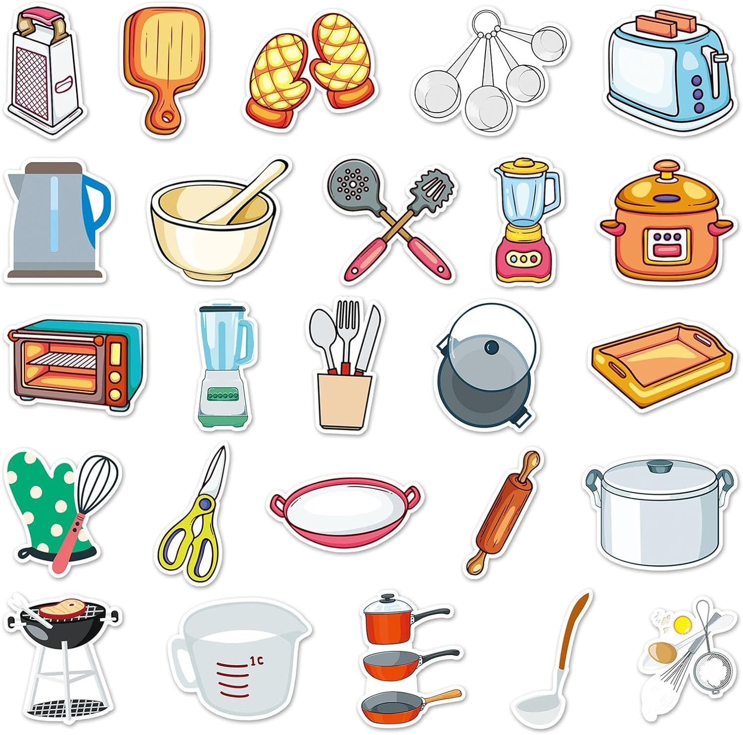 Kitchen Utensil Wall Stickers - Waterproof Cartoon Kitchen Stickers - Kitchenware Decals for Kitchen Dining Baking Room Restaurant, Computer image number 4