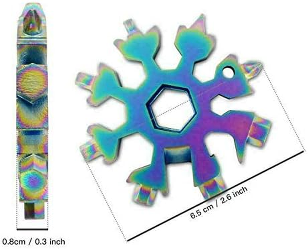 18 in 1 Stainless Multi-Tool Snowflake Keychain Wrench Screwdriver Bottle Opener (SILVER) - Silver image number 4