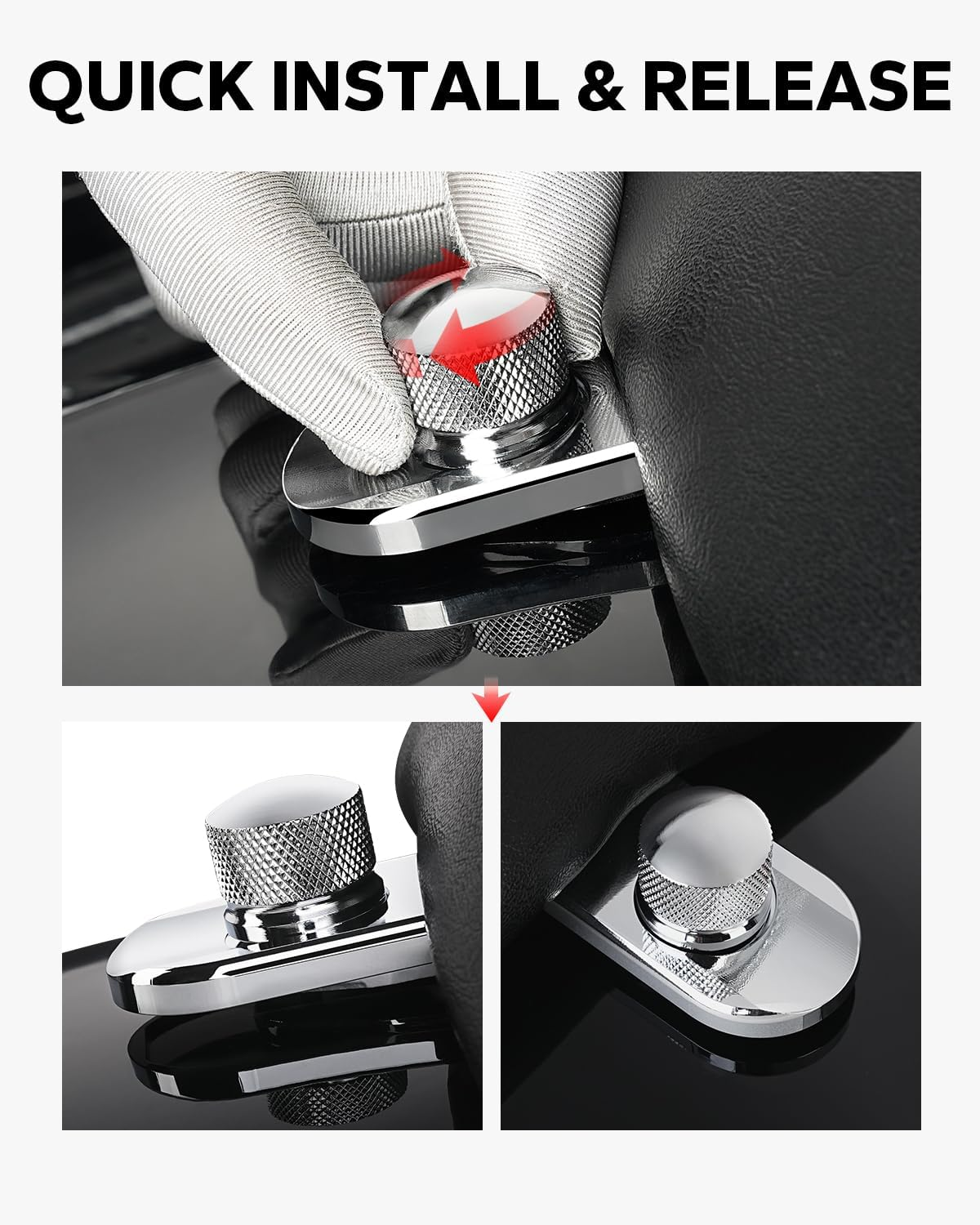 Amazicha Chrome Stainless Steel Seat Bolt Nut Tab Screw Mount Knob Cover Compatible for Harley Davidson Sportster Softail Touring Dyna 1997-2024