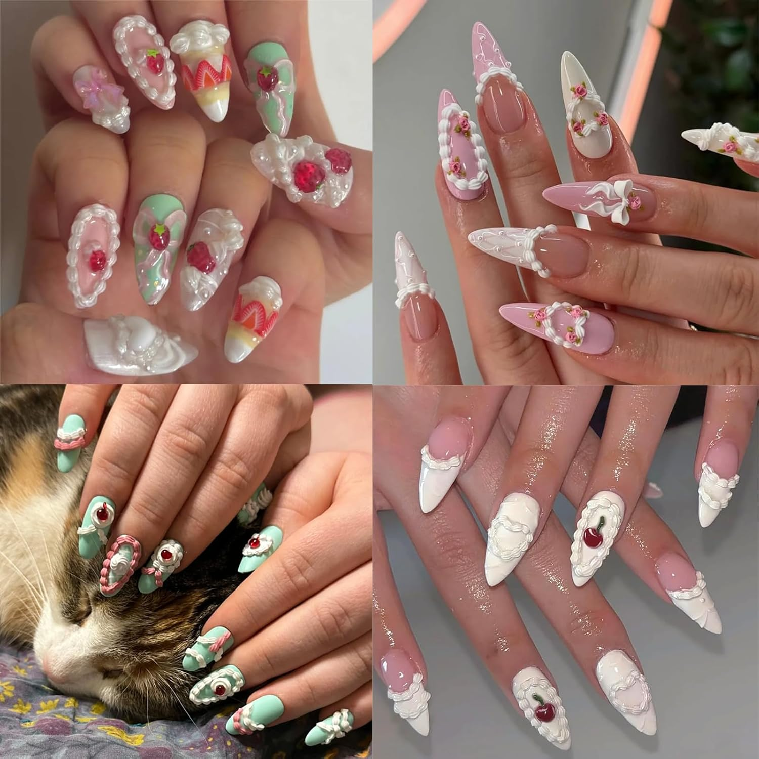 LIFOOST Nail Art Silicone Mold Embossed Cream Chain Design DIY Manicure 3D Carving Template with 6 Patterns, Resin Craft Making Tool Mould for Women Nail Decoration - Ribbon Bows image number 5