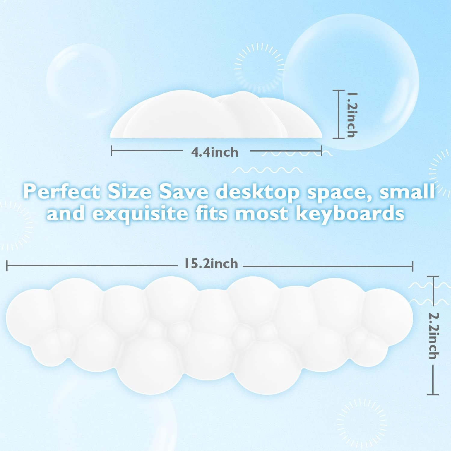 MANBASNAKE Cloud Mouse Pad Wrist Support Keyboard Wrist Rest Set with Ergonomic Memory Foam,Non-Slip Base,Cloud Coasters for Home,Office,Laptop,Desktop Computer,Easy Typing Pain Relief- White image number 3