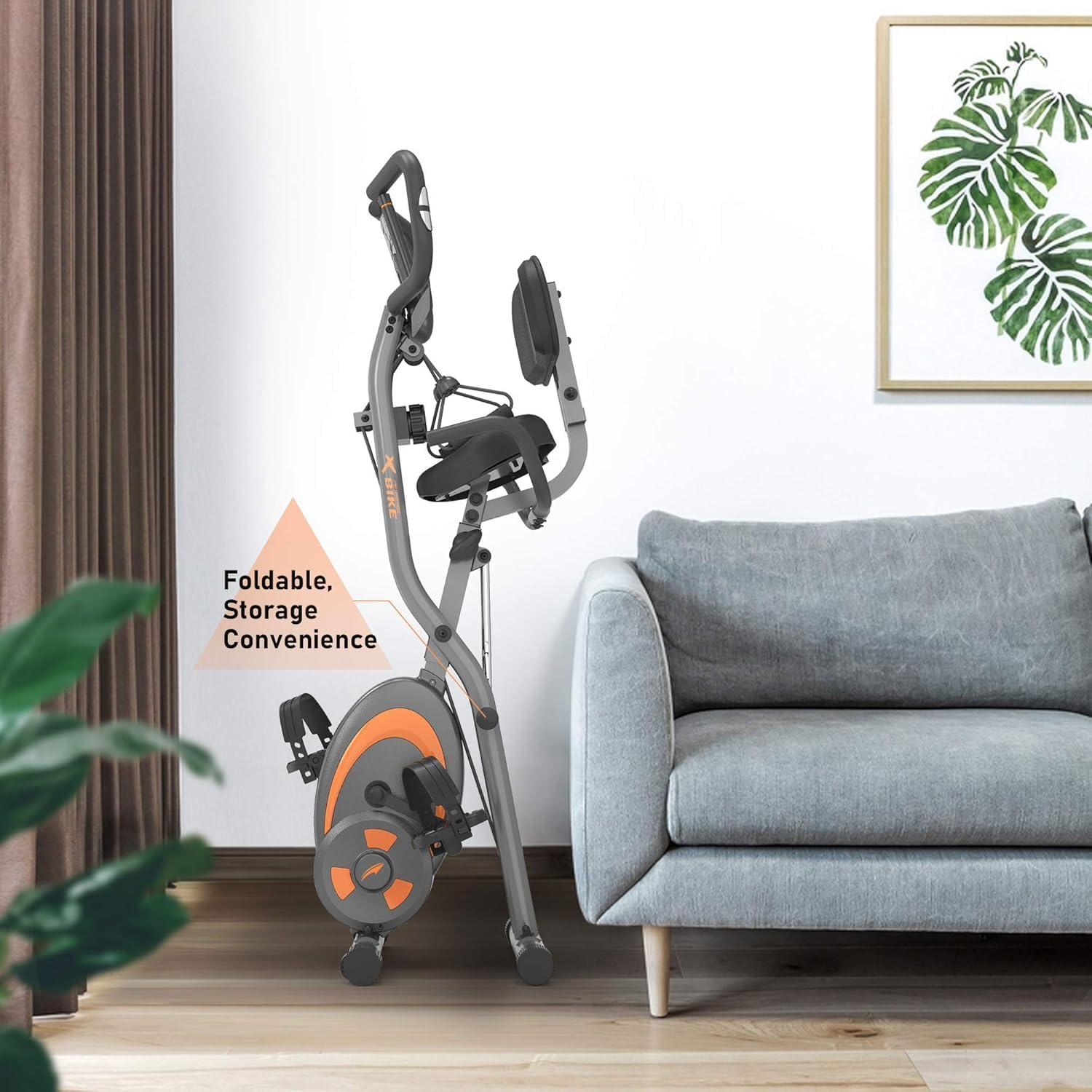 Leikefitness Folding Stationary Bike Recumbent Exercise Bike W/Arm Resistance Bands-Pulse Sensor-Lcd Monitor and Easy to Assemble Indoor Cycling Bike 2280 image number 2