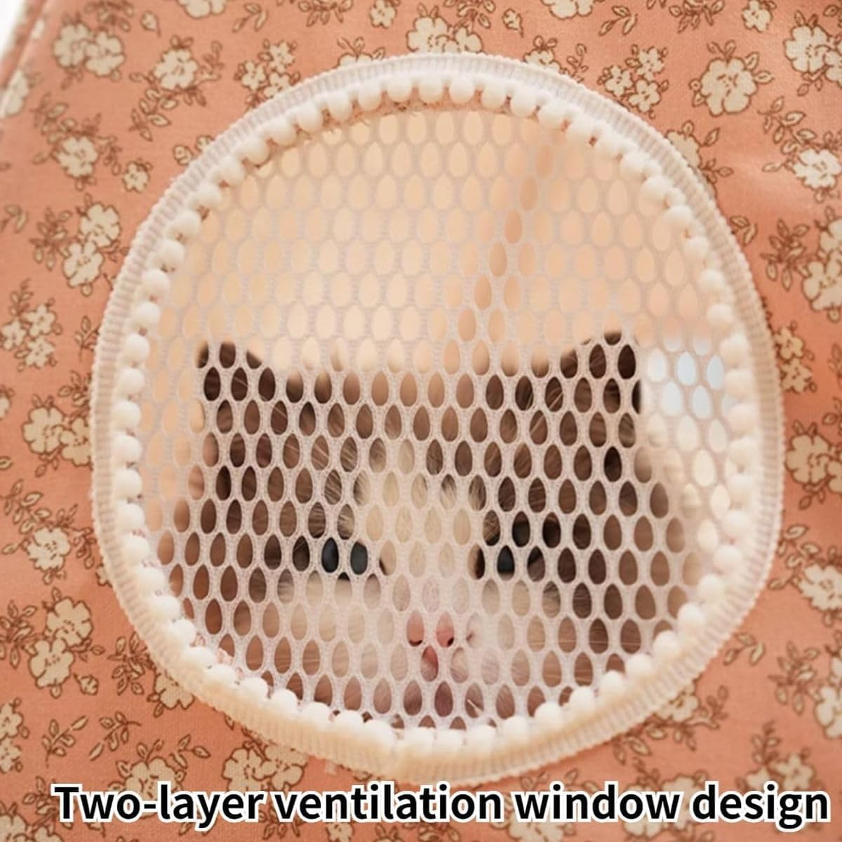 AIMALL 20.08 X 18.9 X 18.5 Inch Cat Tent, Semi-Closed Pet Kennel, Removable Washable Bed, Four Seasons Universal, for Small Dogs and Medium Cats, Pink/Green - Pink image number 5