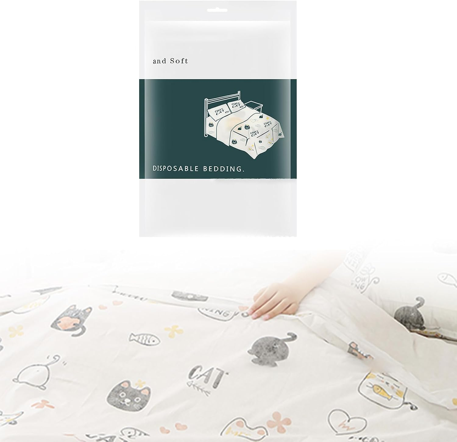 SRJQXH Disposable Bed Sheet 210 X 230 Cm Bed Sheet Pure Cotton with White Print Travel Bed Linen, Easy to Carry for Hotels, Travel and Camping image number 5