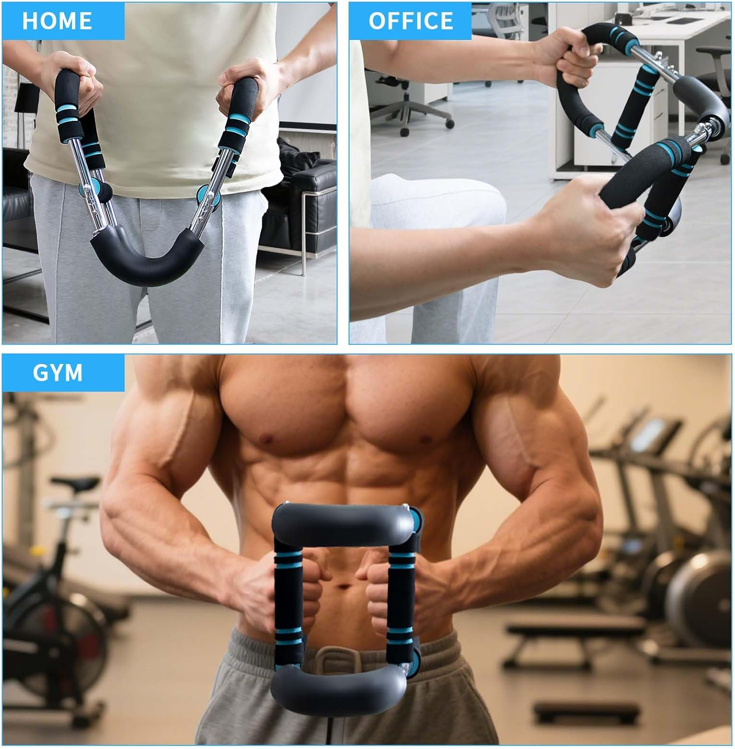 Twister Arm Trainer, 44&ndash;88Lb Adjustable Power Twister Bar, Chest Shoulder Arm Workout Equipment, Portable Detachable Upper Body Fitness Machine for Home & Gym