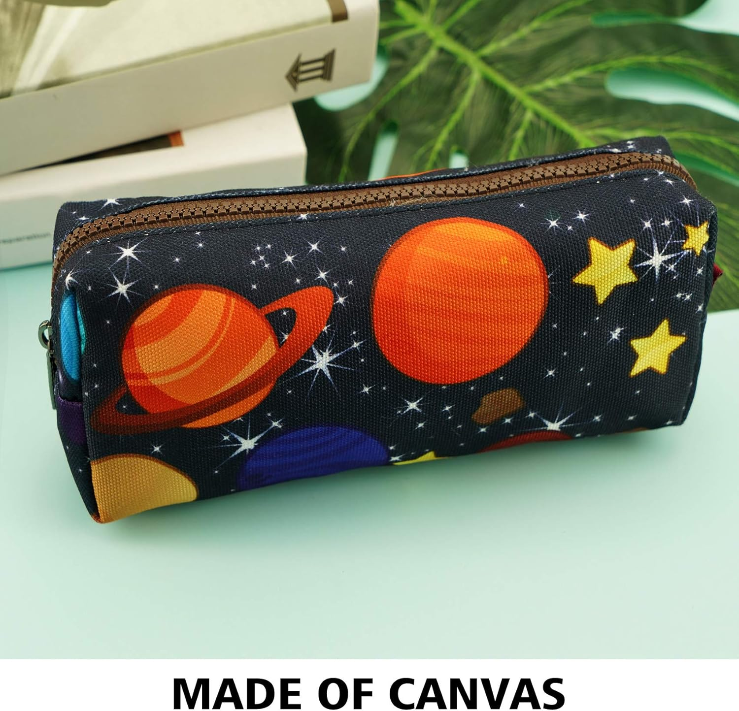 Lparkin Space Canvas Galaxy Pencil Case Gifts Pen Bag Pouch Box Gadget Stationary Case Makeup Cosmetic Bag - Dark Blue image number 5