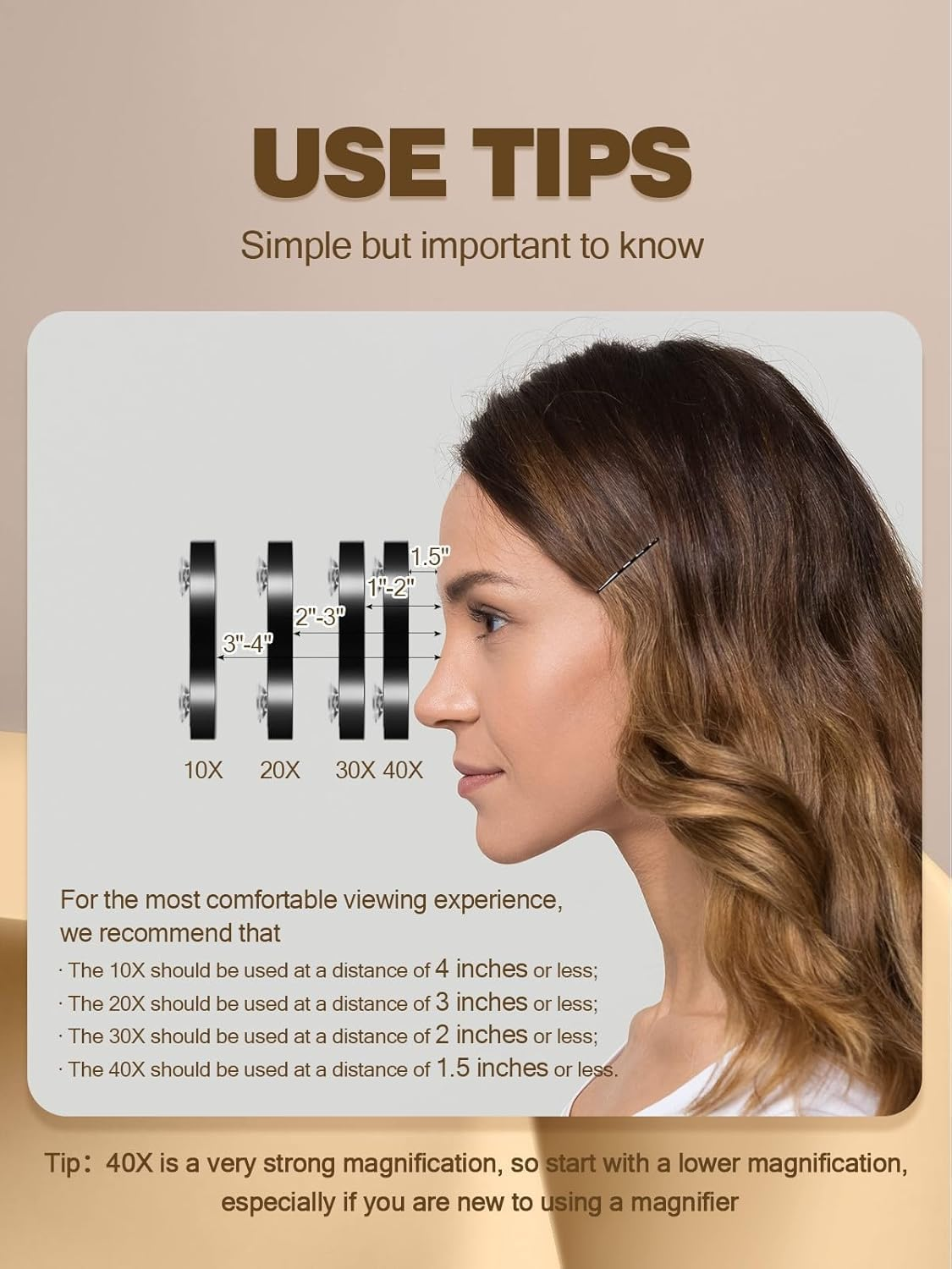 30X Magnifying Mirror, Small Magnifying Mirror with Suction Cup and Tweezers, 3.5 Inches Magnifier Travel Set image number 3