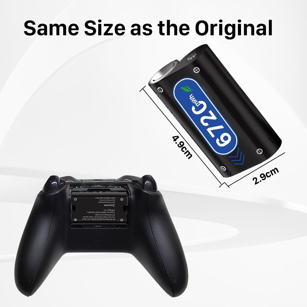 2X6720Mwh Rechargeable Battery Packs for Xbox One with Charger, 2025 New Upgrade 0 Cycle High Capacity Battery Replacement for Xbox Series X/Xbox Series S/Xbox One S/Xbox One X/Xbox One Elite image number 4