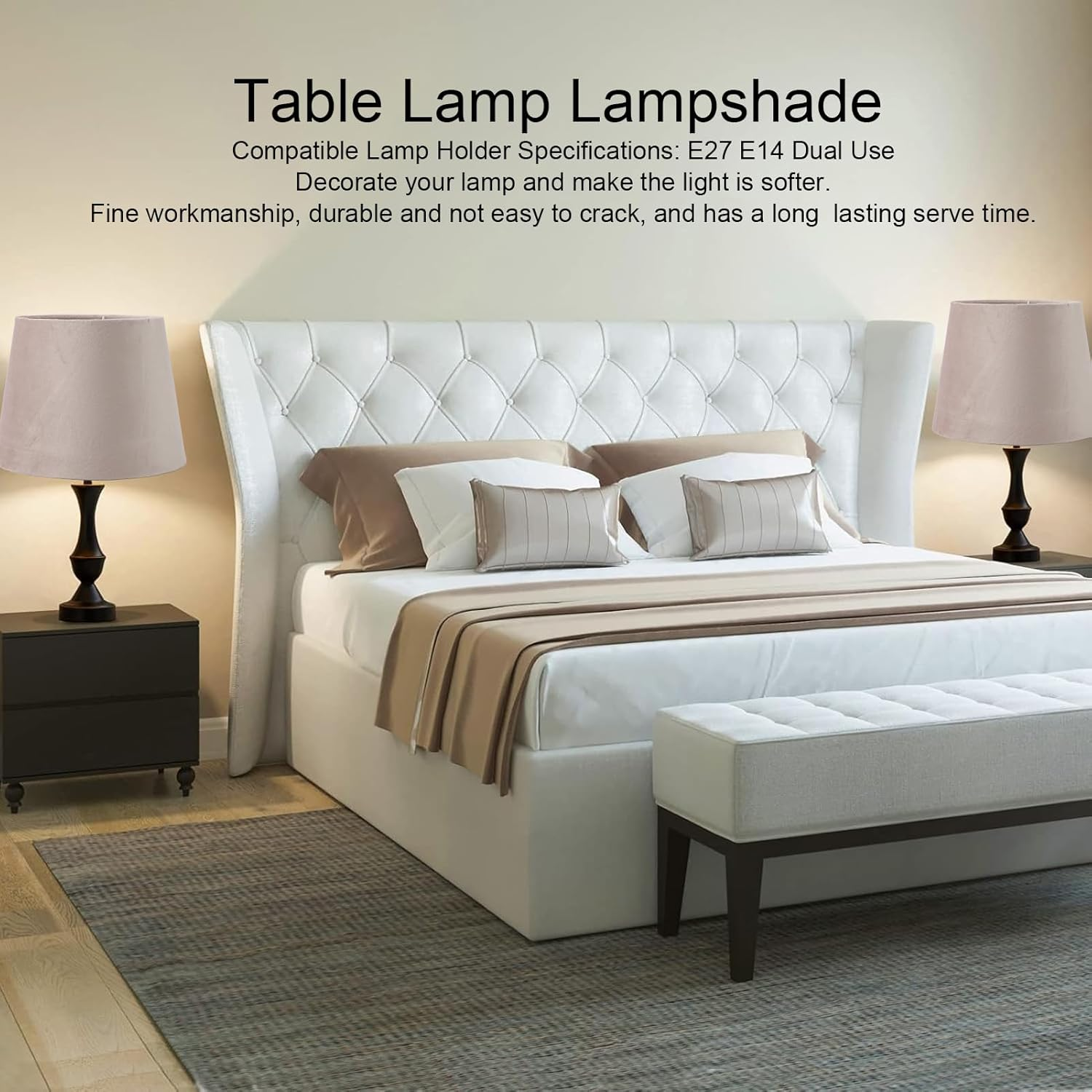 Lamp Shades, 6.5 X 8.5 X 6.3 Inch Modern Fabric Lampshade, Small Handmade Lampshade for Table Lamp Chandeliers Wall Floor Bedside Lamp, Easy Assembly Required (Beige) image number 6