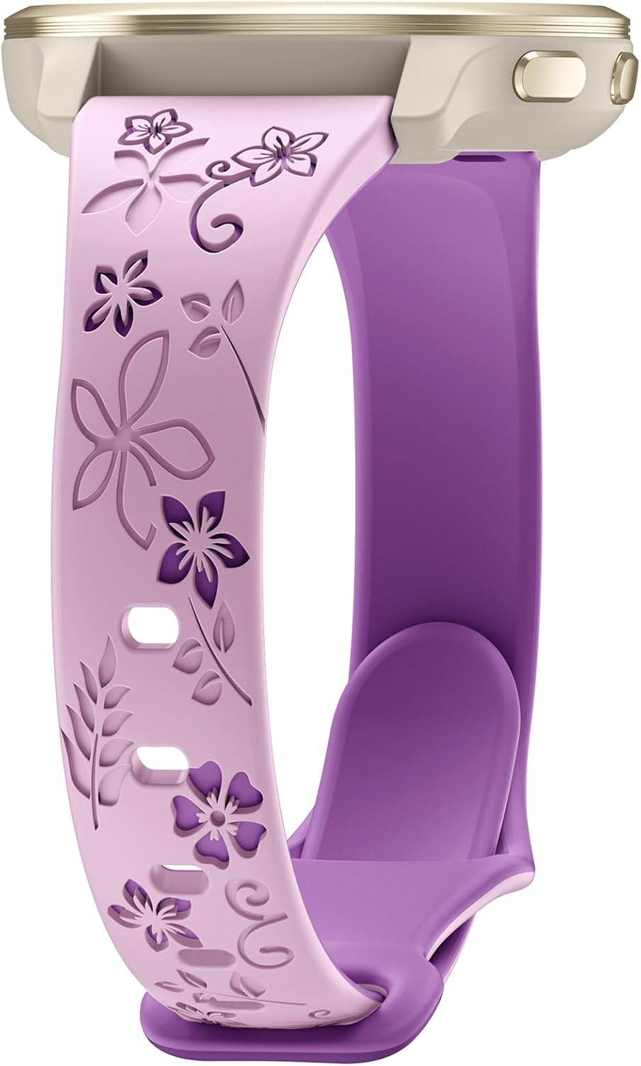 20Mm Floral Engraved Band Compatible with Garmin Vivoactive 5 Watch Band/Vivoactive 6/3/3 Music/Venu Sq 2/Venu/Venu Sq, Soft Slim Silicone Cute Embossed Strap for Forerunner 55/165/245/645 image number 4