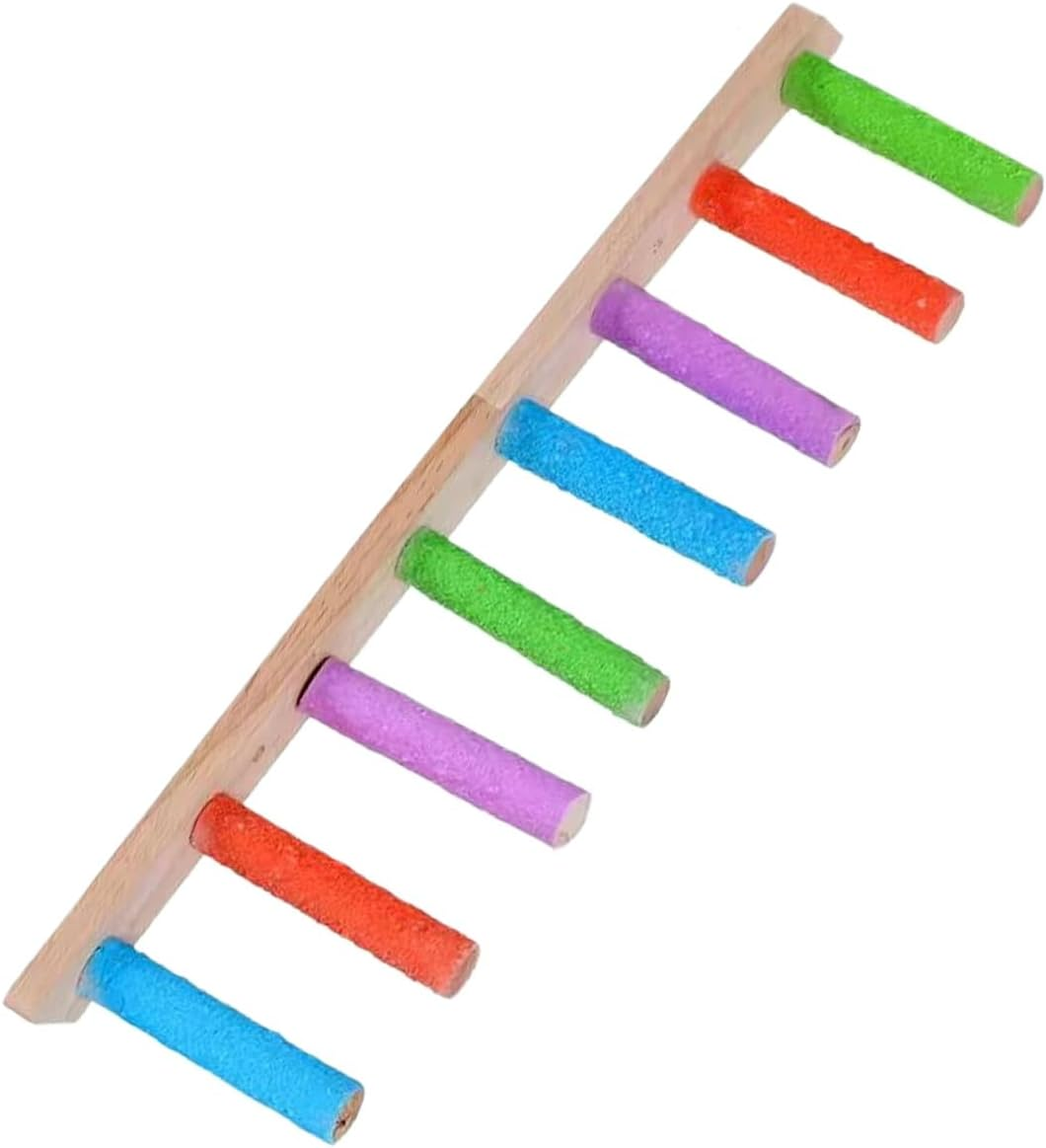 Bird Ladder - Wooden Swinging Bird Cage Ladder - Heavy Duty, Multifunctional Claw Sharpening Tools, Interactive Crate Accessories for Parakeet Conures Lovebird