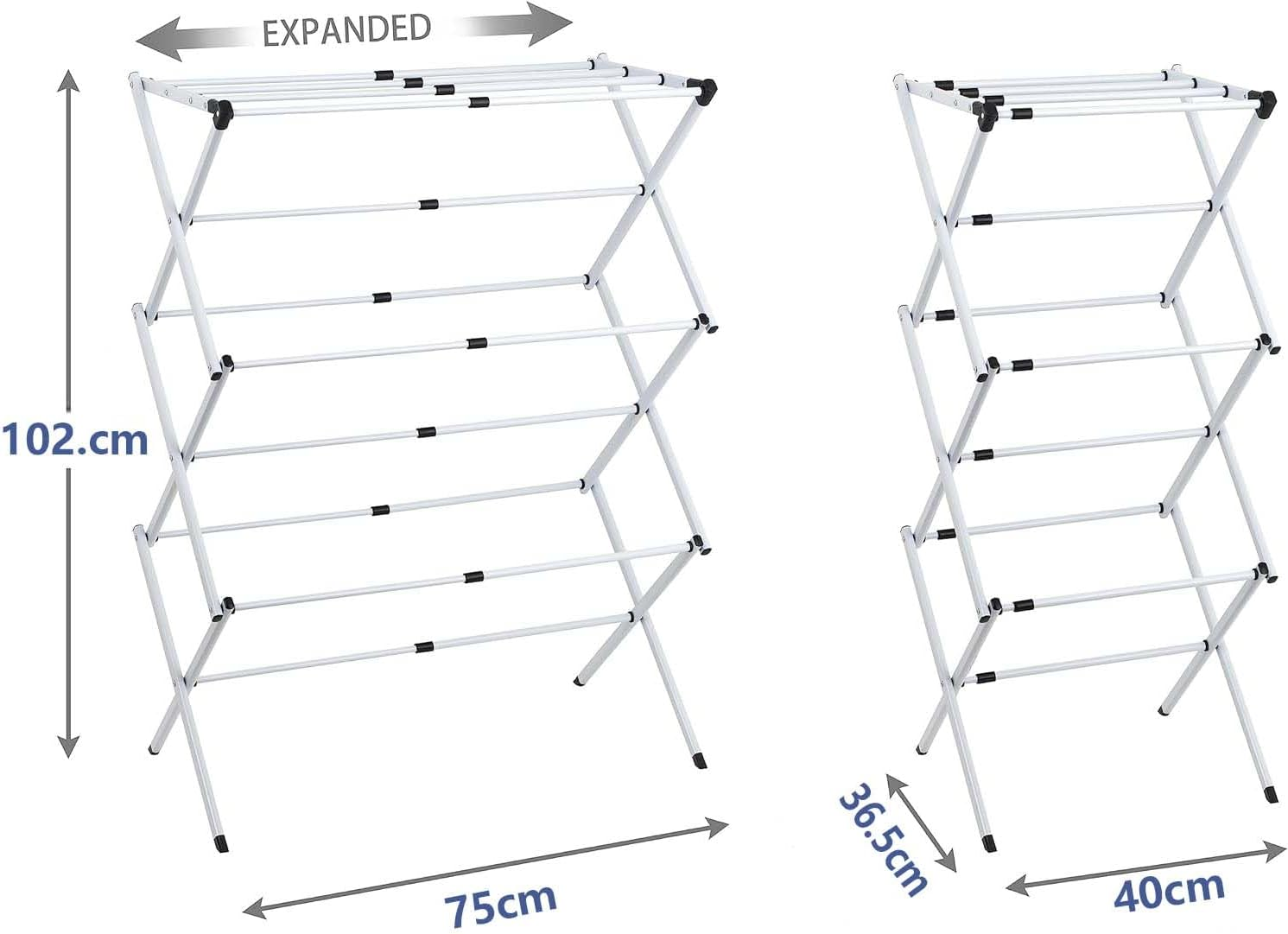 Yunking Pre-Assembled Clothes Drying Rack, 41.3" X 29.5" X 15" Drying Rack Clothing, Expandable Laundry, Towel Rack for Indoor and Outdoor Use, White image number 2
