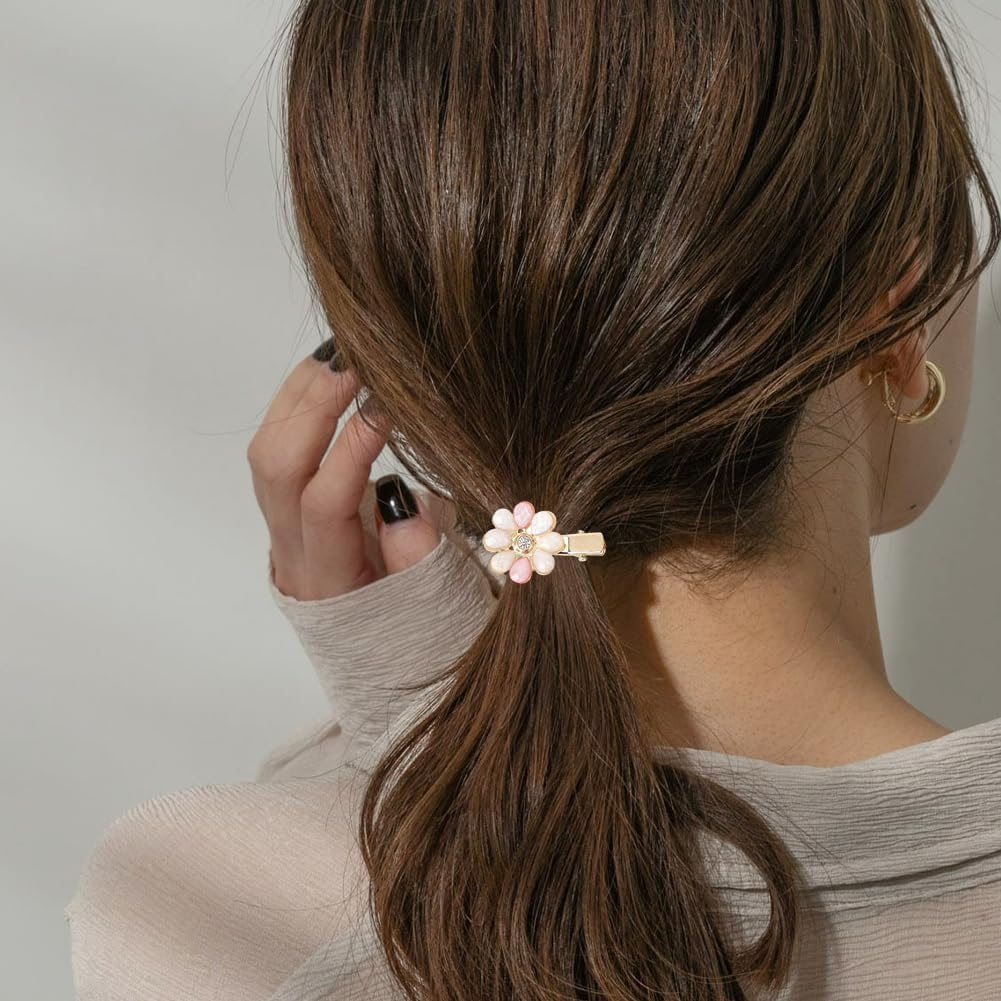 SUNNYCLUE 18Pcs Heart Shaped Hair Barrettes Rhinestone Alligator Hair Clips Colorful Resin Butterfly Flower Aesthetic Alloy Decorative Bobby Hairpins Accessories for Short Long Hairstyle DIY Decor image number 4