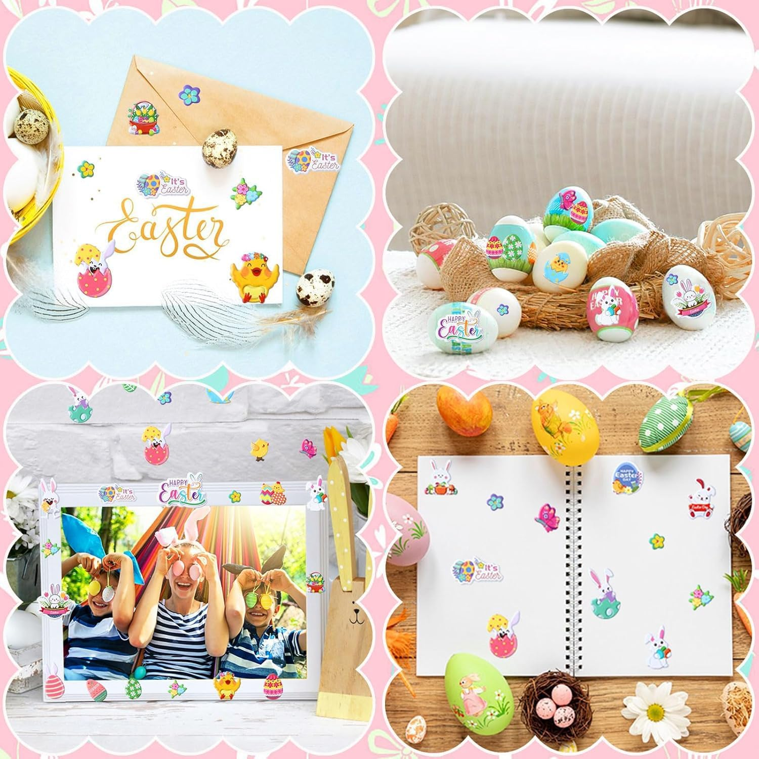 2 Pack Reusable Easter Puffy Sticker Book for Kids, Rabbit Egg Carrots Chicke,91 Foam Stickers for Easter Party Favors image number 2