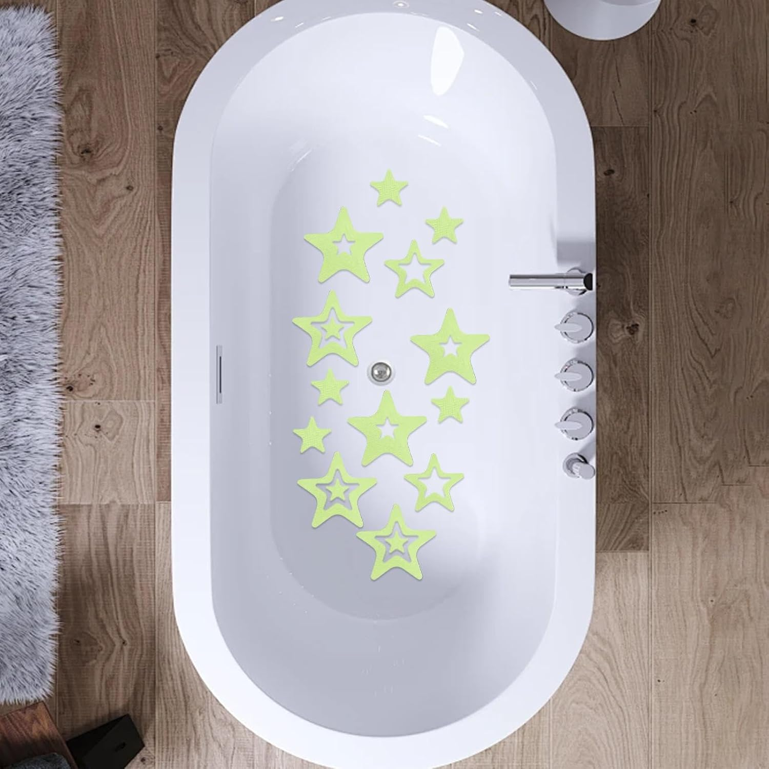 Star Bathtub Non-Slip Stickers,Non-Slip Bathtub Stickers,30X Waterproof Cartoon Five-Pointed Star Floor Strength Non-Slip Stickers | Waterproof Body Safe Kitchen Floorboats, Ladders and Treads - Blue image number 2