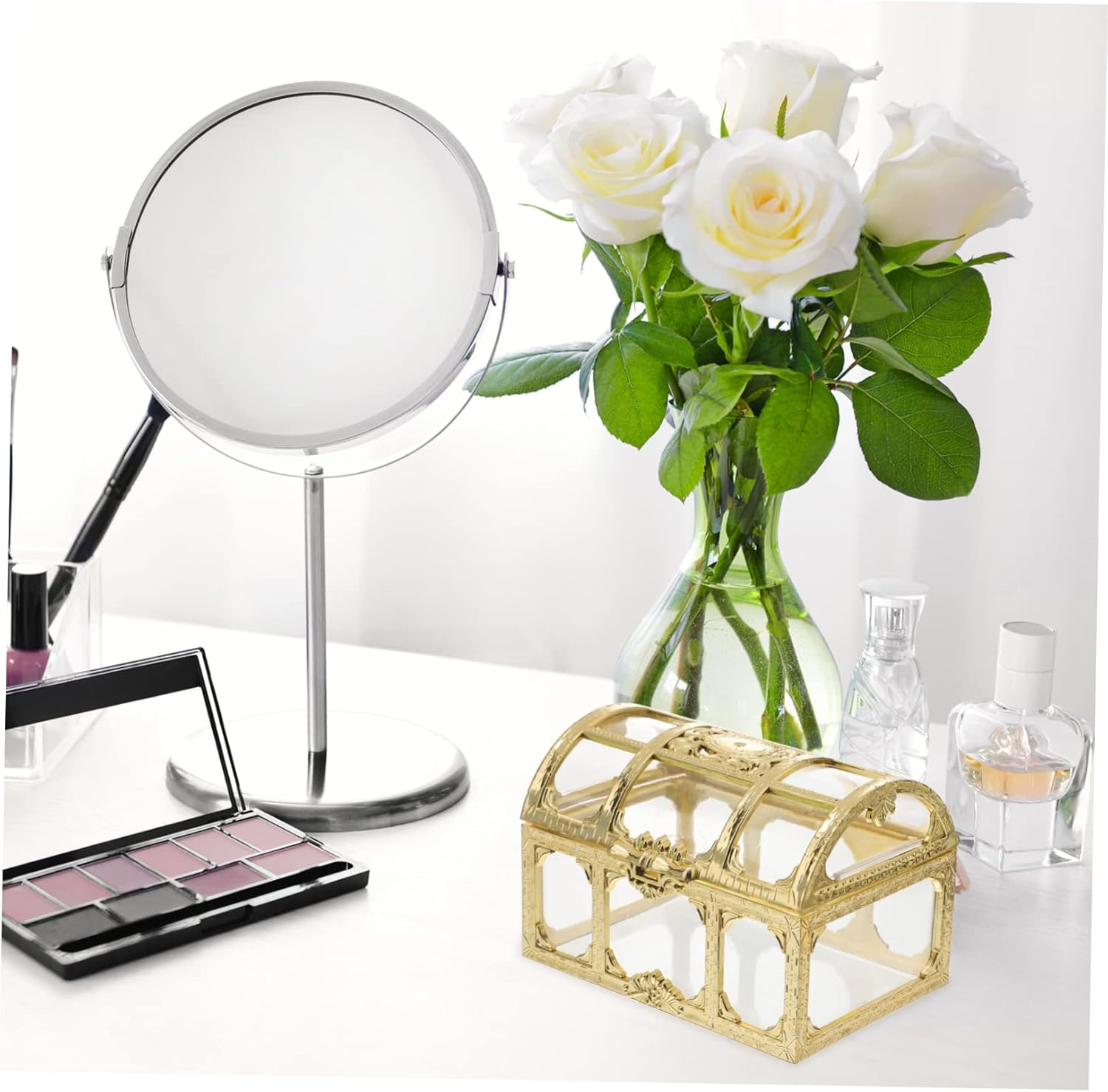 2Pcs Plastic Treasure Chest Jewelry Box Crystal Compartment Storage Organizer Pirate Treasure Box image number 6