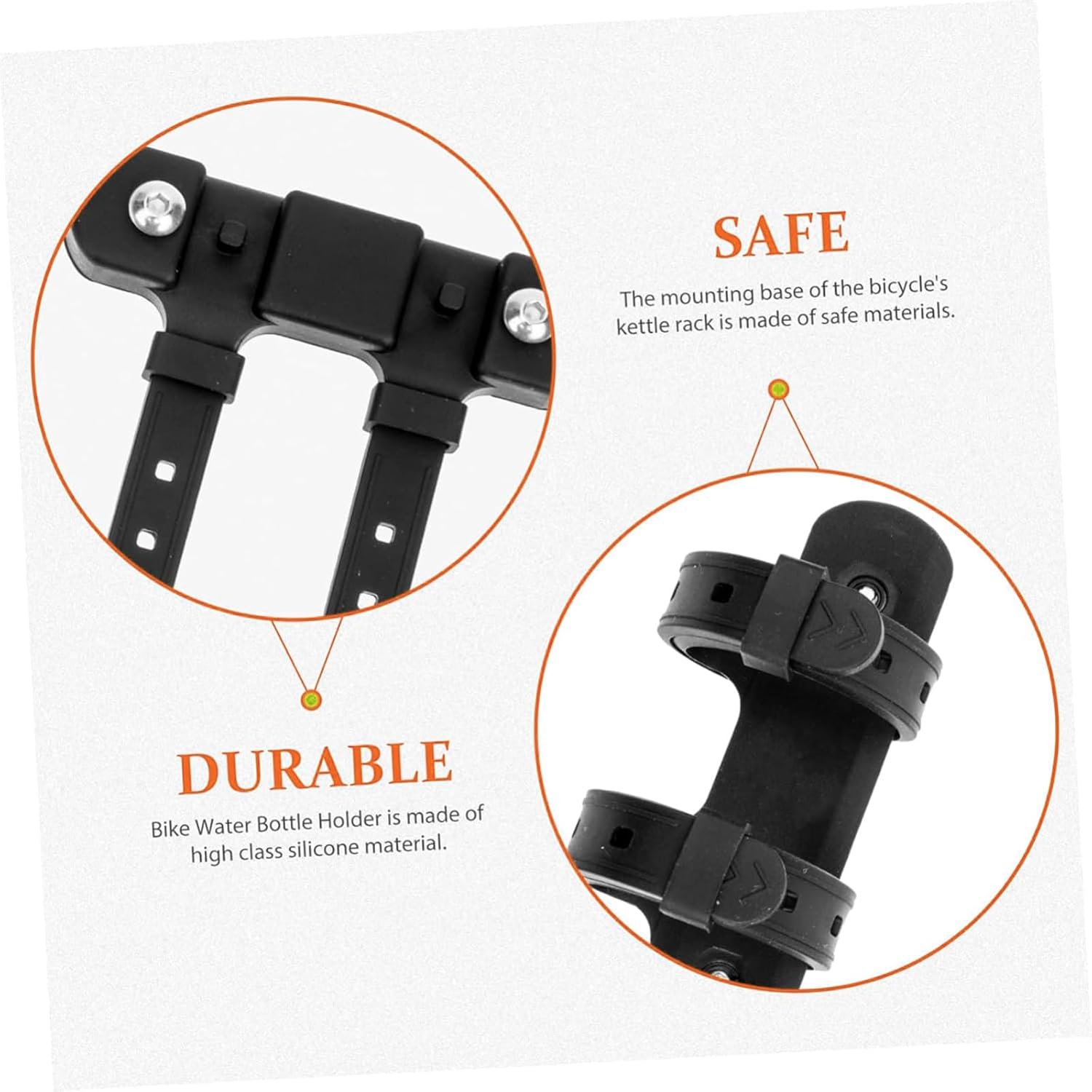 Bike Bottle Cage, Bike Bottle Cage Mount Base Non-Hole Mounting Clip Cup Mounting Base Fits Most Stroller Drink Holder Silicone (Black) image number 4