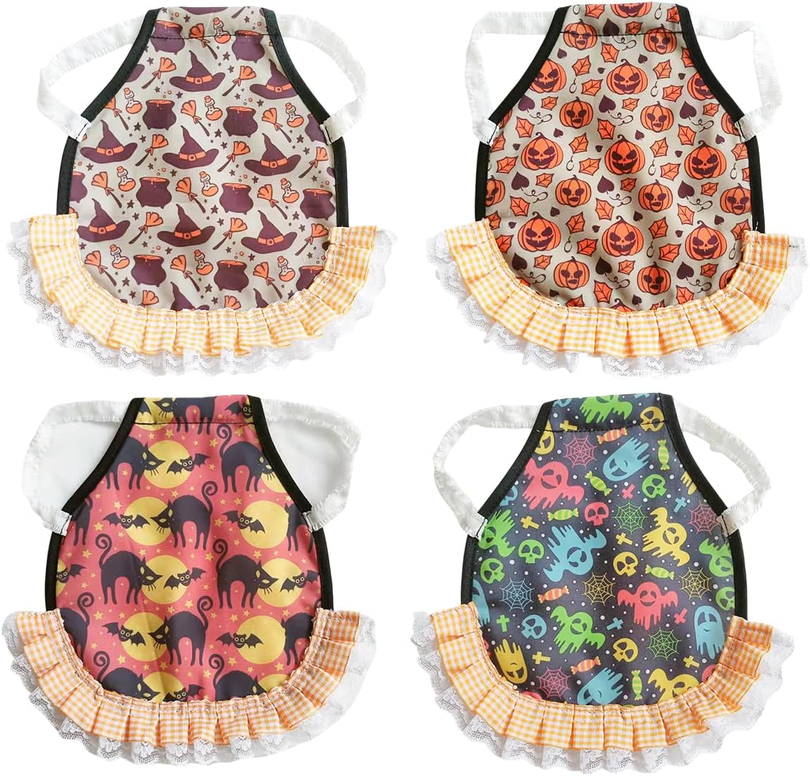 AIMALL Halloween Chicken Saddle Apron Hen Feather Guard with Lace Trim, Adjustable Poultry Back Protector for Feather Loss Recovery, 9.05X8.6In image number 1