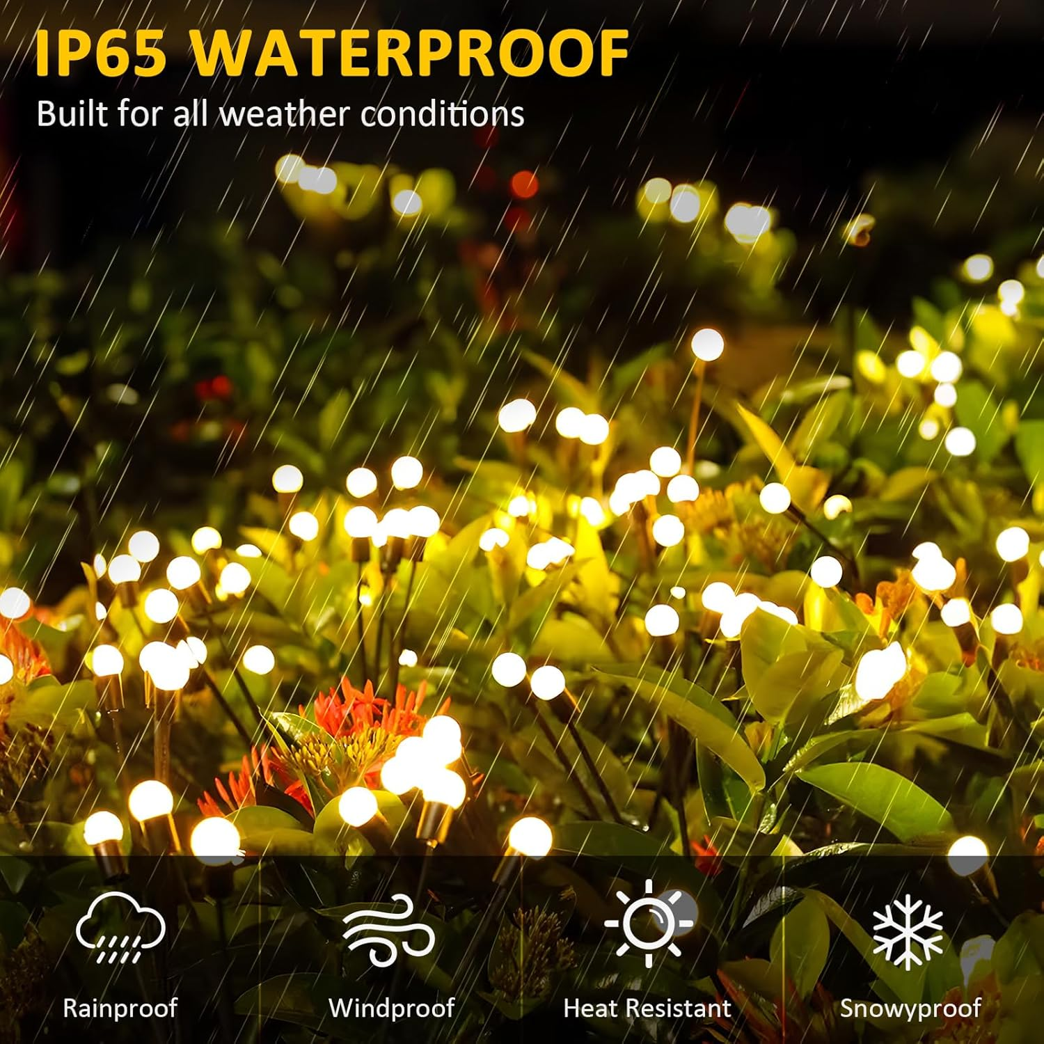 Fiflying Pack of 2 8 LED Fireflies Solar Lights Outdoor Improved Heights Optional Modes Firefly Light IP65 Waterproof Solar Lights for Path Yard Patio Decorative image number 6