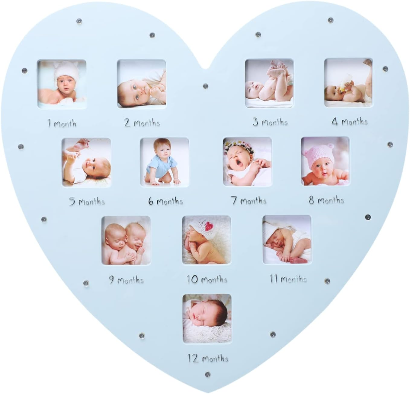 1Pc Heart Shaped Growth Record Frame with Month Photo Display for Cherishing Memories Unique Keepsake for Newborn Milestones for Wall image number 1