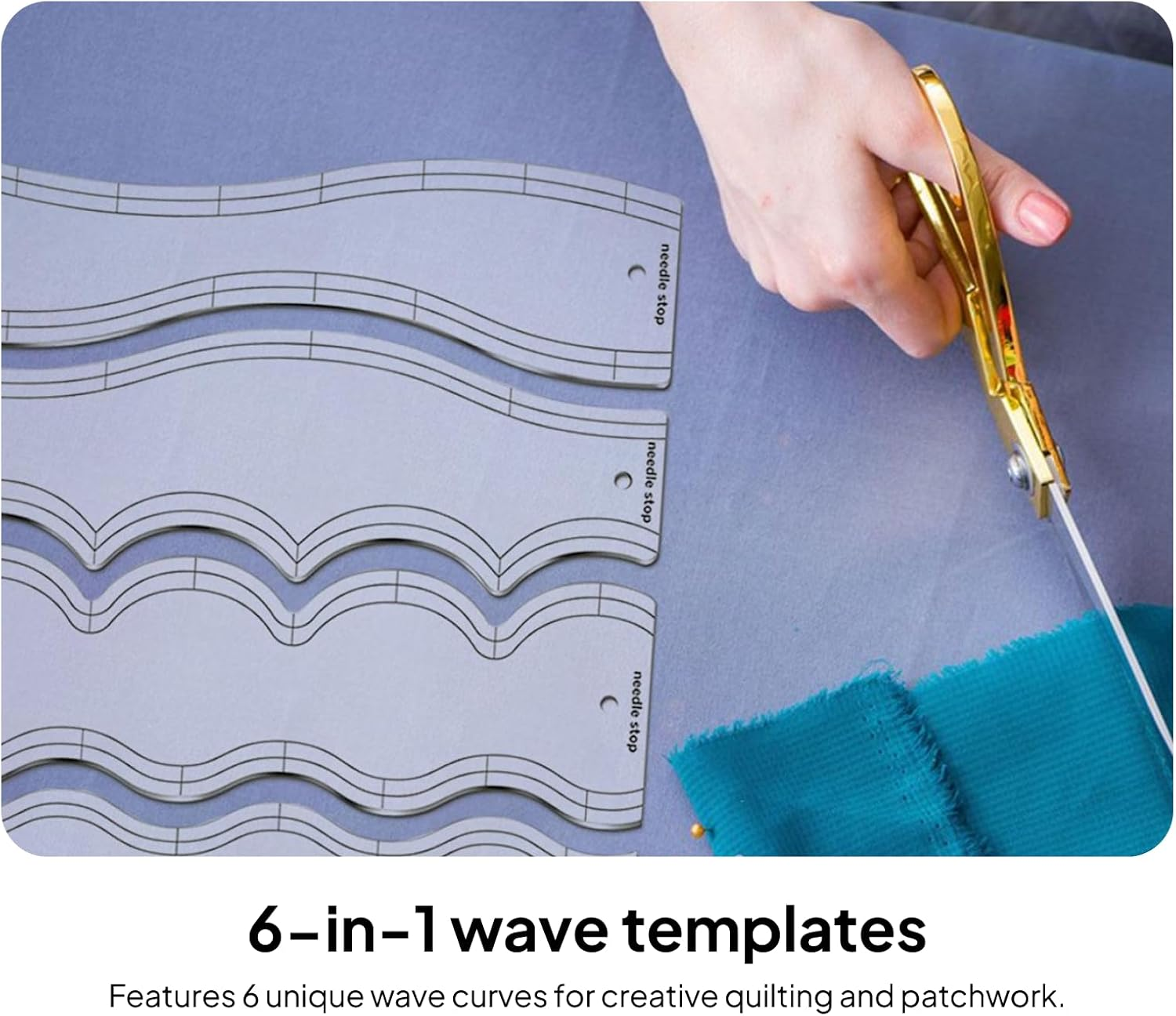 Frediuo 5X Wave Rulers Quilting Rulers DIY Quilting for Machine Quilting Patchwork Templates Sewing Accessories Quilting Templates image number 4
