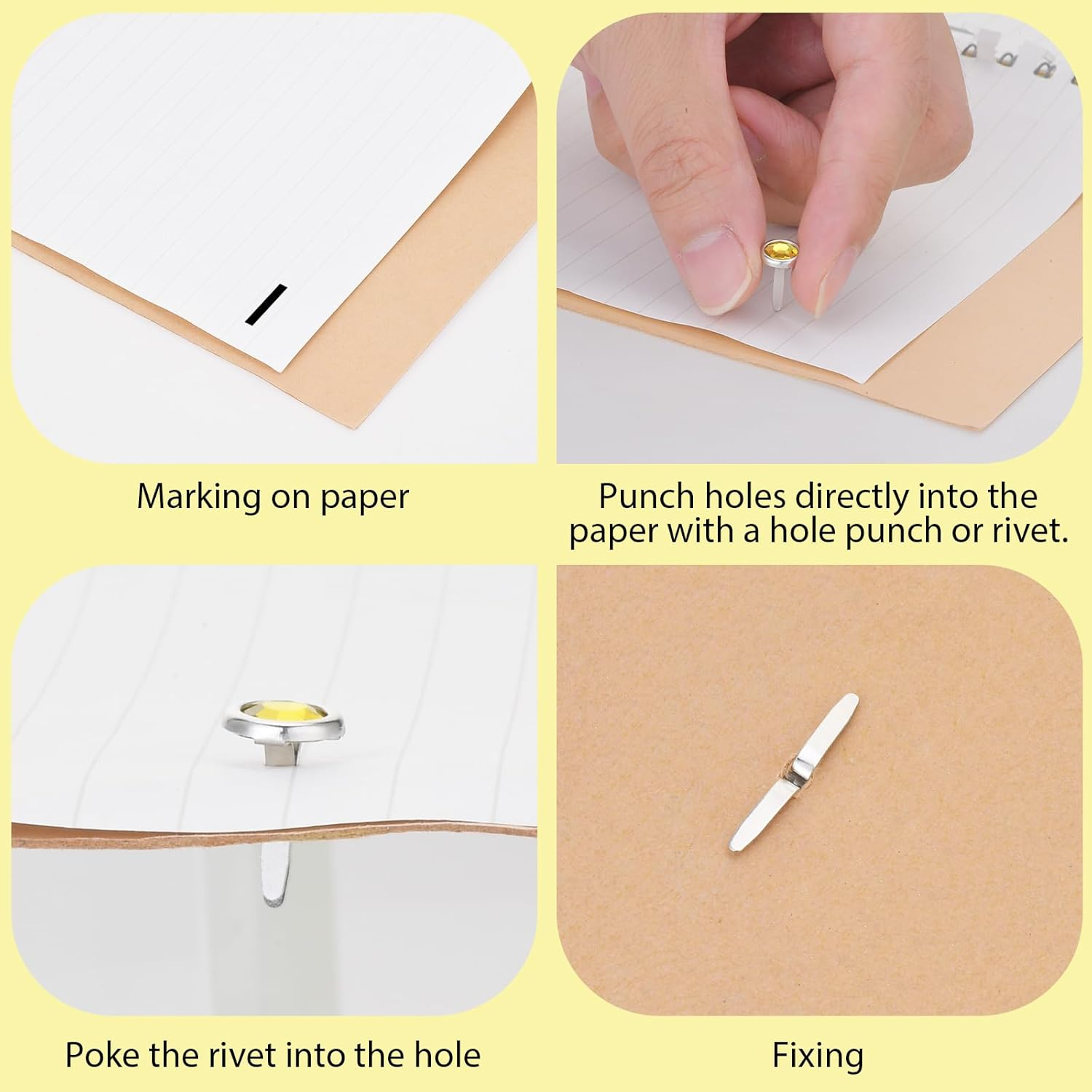 Pack of 100 Mini Brads Colourful round Head Clips Scrapbooking Brads Metal Pattern Bag Clips for School Office Paper Letter Clips Crafts DIY image number 4