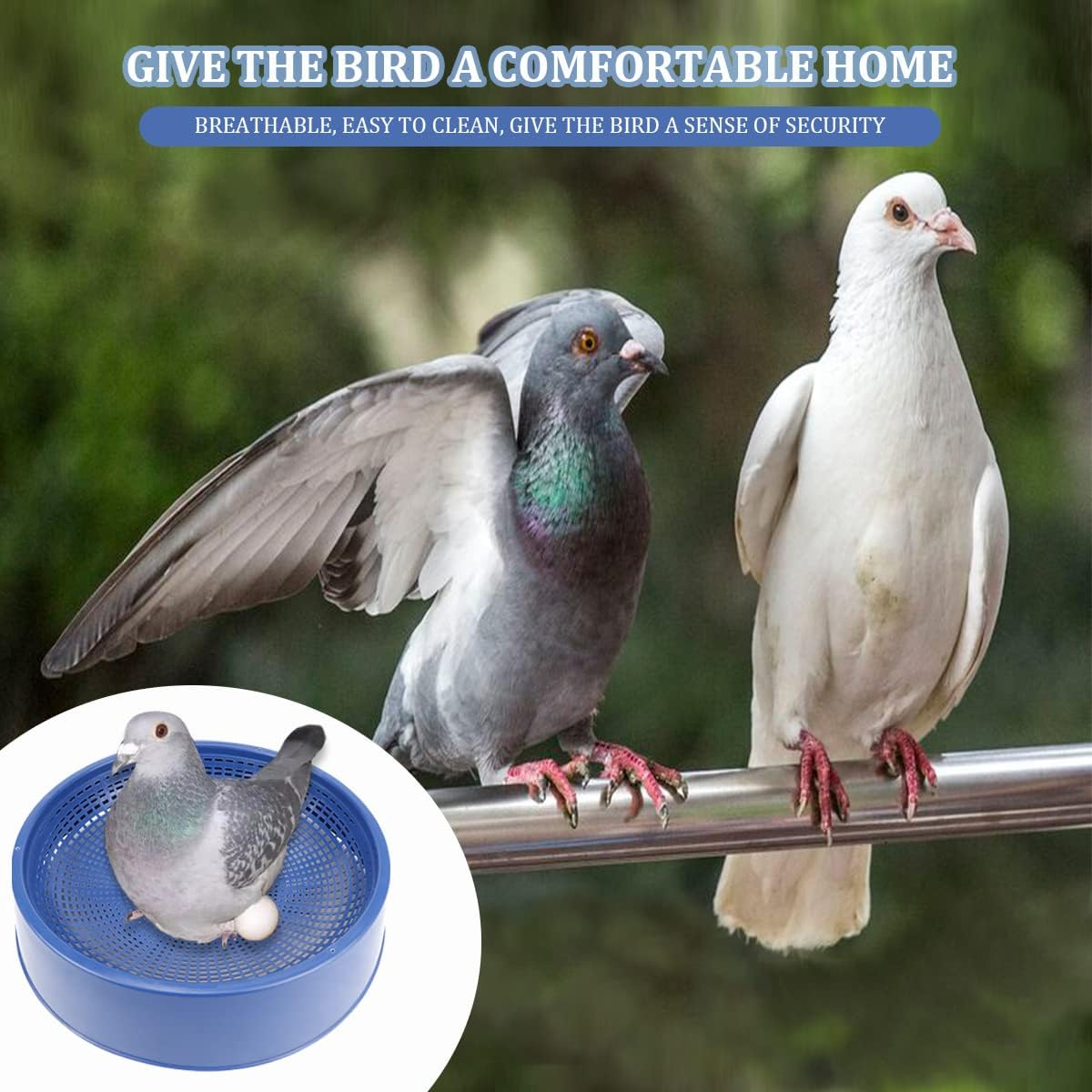 10 Pcs Plastic Pigeon Nest Bird Nest Bowls Pigeon Nest Bowl Breeding Hatching Nest for Pigeons Quails Breeding Hatching (Blue) image number 4