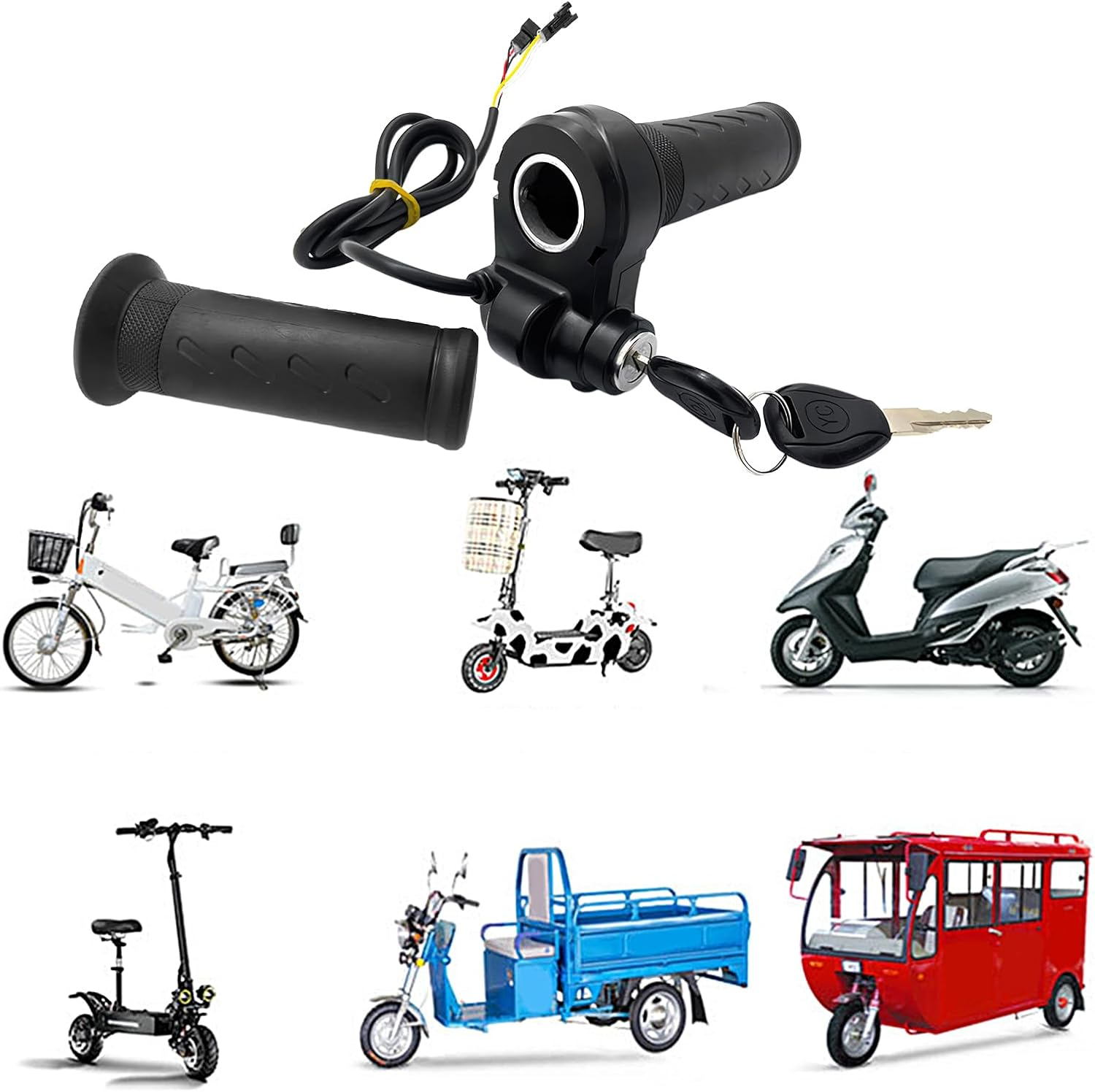 Full Twist Throttle Grip with Keys | Anti-Slip Grip with Keys Lever Handlebars for Ridstar Q20/Q20 Pro Lite E-Bike, Electric Bike Throttle Smooth Acceleration Control image number 3