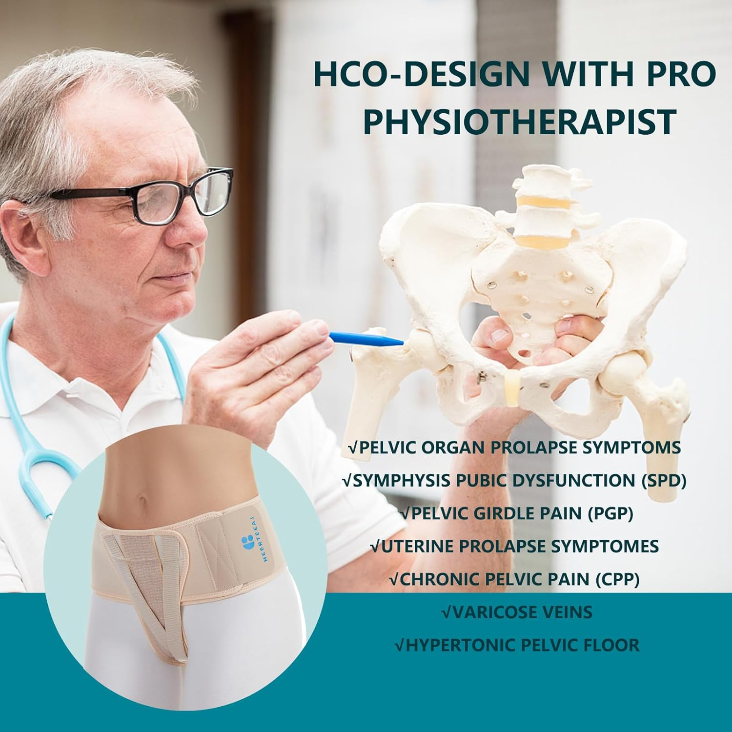 Pelvic Support Belt Uterus Support Belt Women'S Brace for Treating Dropped Bladder, Uterine Prolapse, Vulvar Varicosities, Postpartum and Symphysis Pubis Dysfunction image number 1