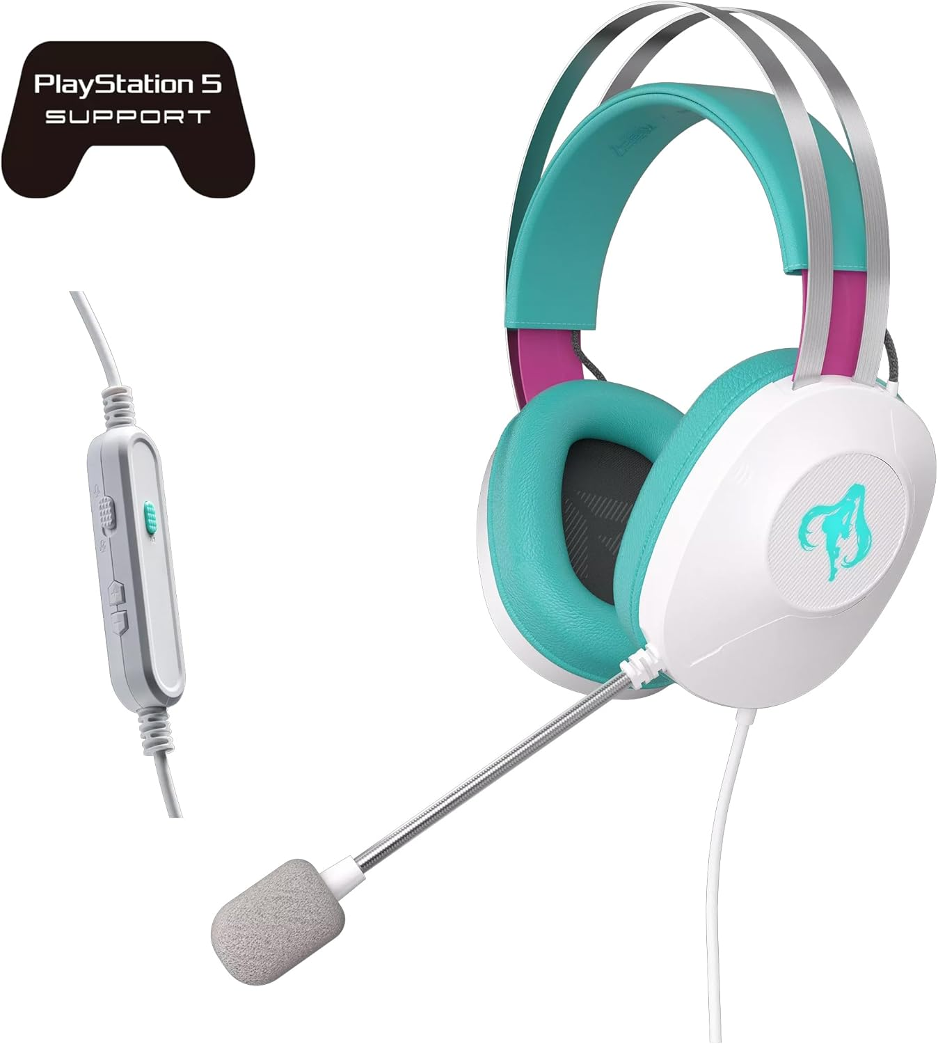ASUS TUF Gaming H1 Gen II Hatsune Miku Edition (Wired Usb-A50Mm, 40 Mm ASUS Essence Drivers, Virtual 7.1 Surround Sound, Teamspeak-Certified Mic, Lightweight 297G, for PC, PS5)