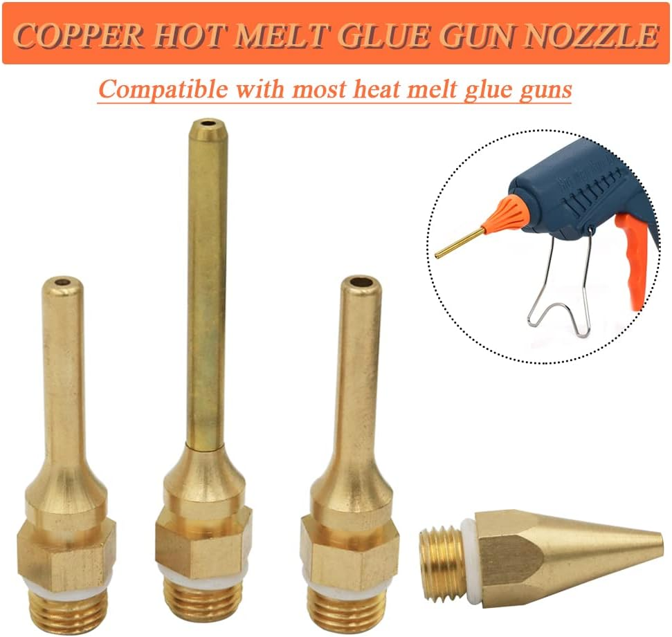 Bestgle Pure Copper Hot Melt Glue Gun Nozzle, Glue Gun Nozzles Replacement Kit Copper Tip Tool Accessories for Hot Melting Glue Gun Electric Heat Tools, Luxury Set, 4 Pack image number 2
