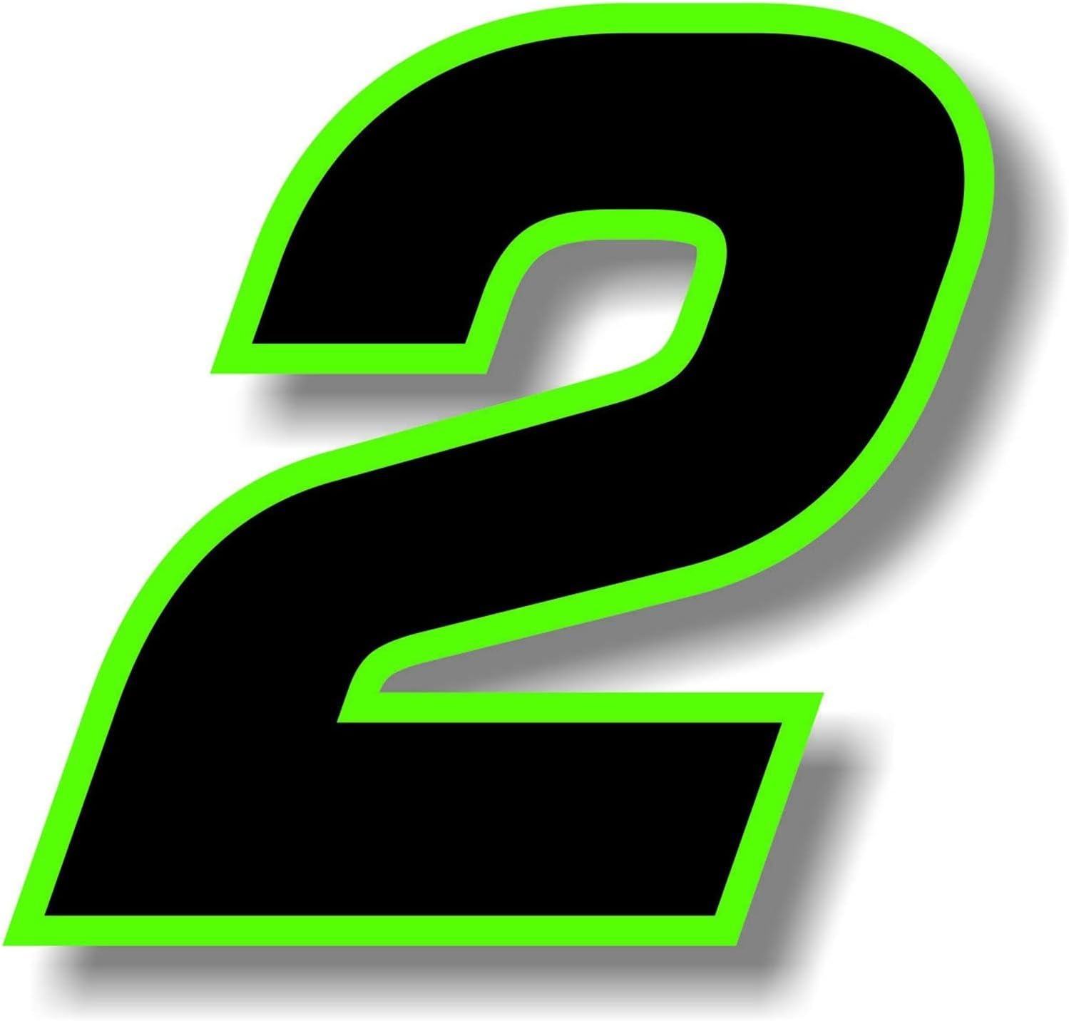 SSFRI 1 Piece Race Exterior Accessories Classic Car Stickers Graphic Black Number with Green Border Number Vinyl Decal (Color : Number 2, Size : 5Cm)