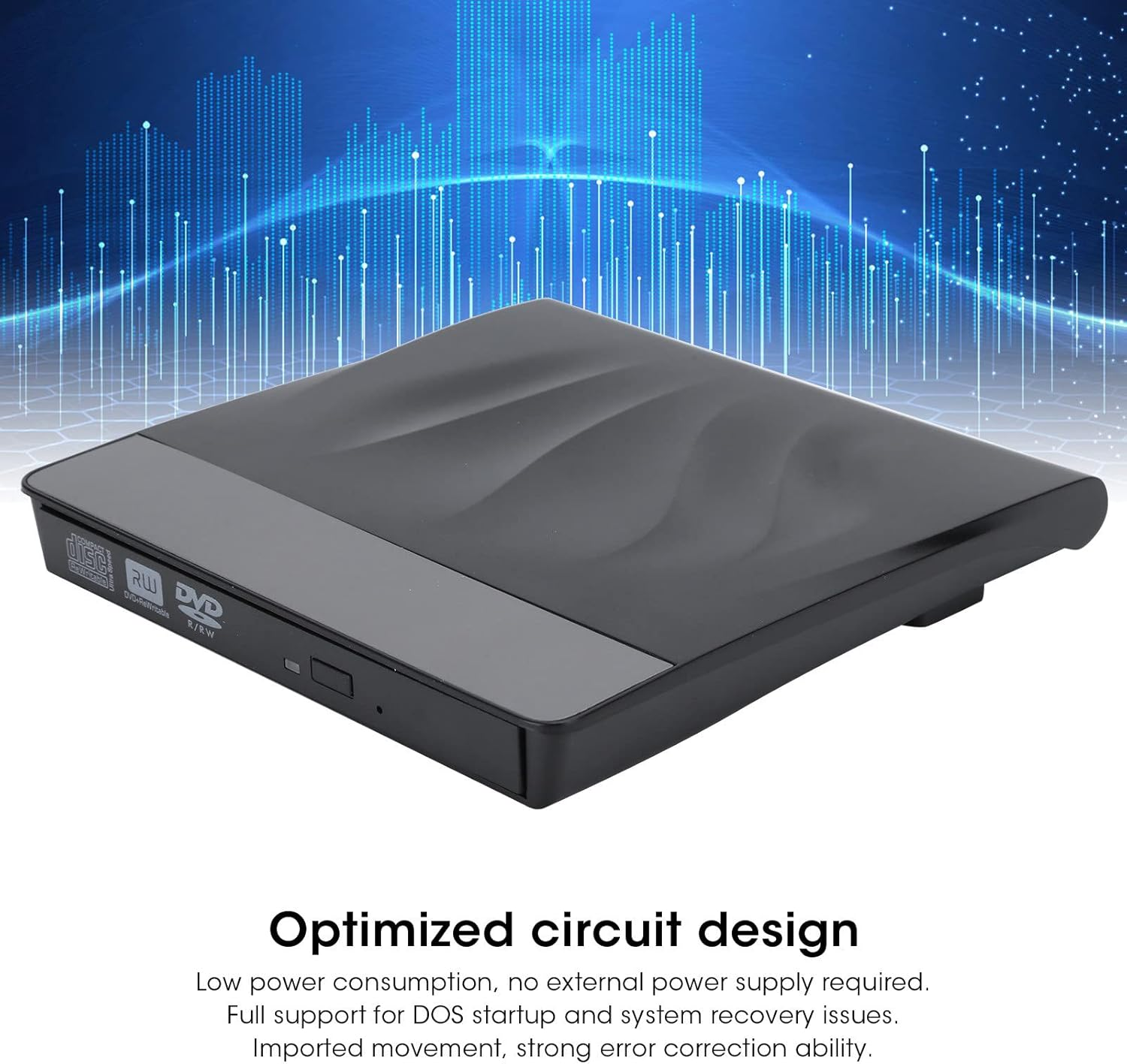 USB 3.0 External Optical Drive with Dual-Port Type-C, Portable CD DVD +/-RW Burner Writer Recorder, Compatible for 98 XP Vista OS, External DVD Drive for Laptop Desktop image number 3