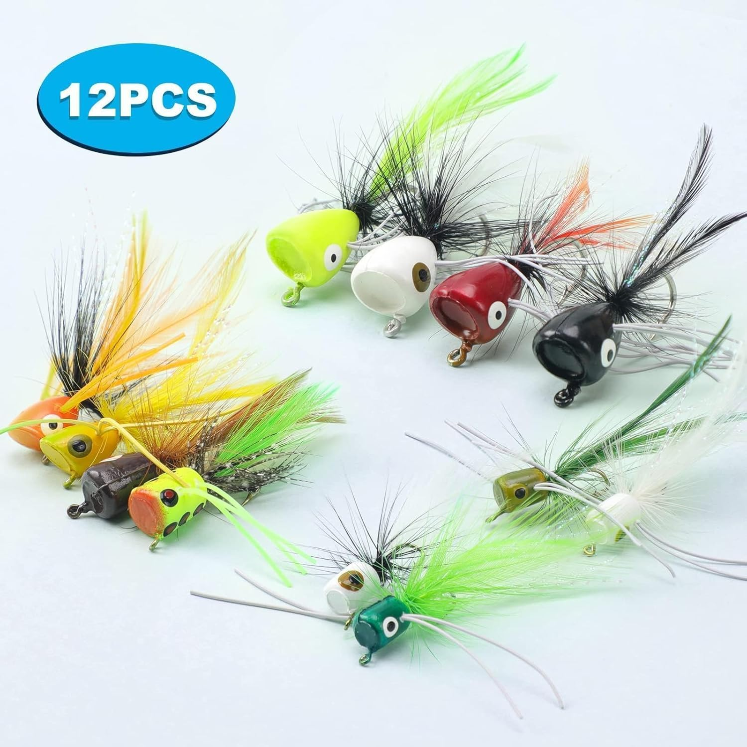 Ansnbo Fly Fishing Poppers Flies for Trout Bass Salmon Panfish Bluegill Crappie Fly Popper Lures - Transparent image number 3