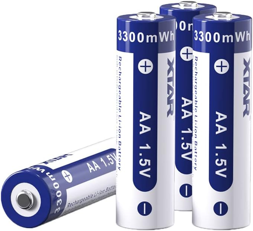 XTAR 1.5V 4-Pack AA Rechargeable Battery,3300Mwh Lithium Rechargeable Batteries High Capacity 1000 Cycles image number 6