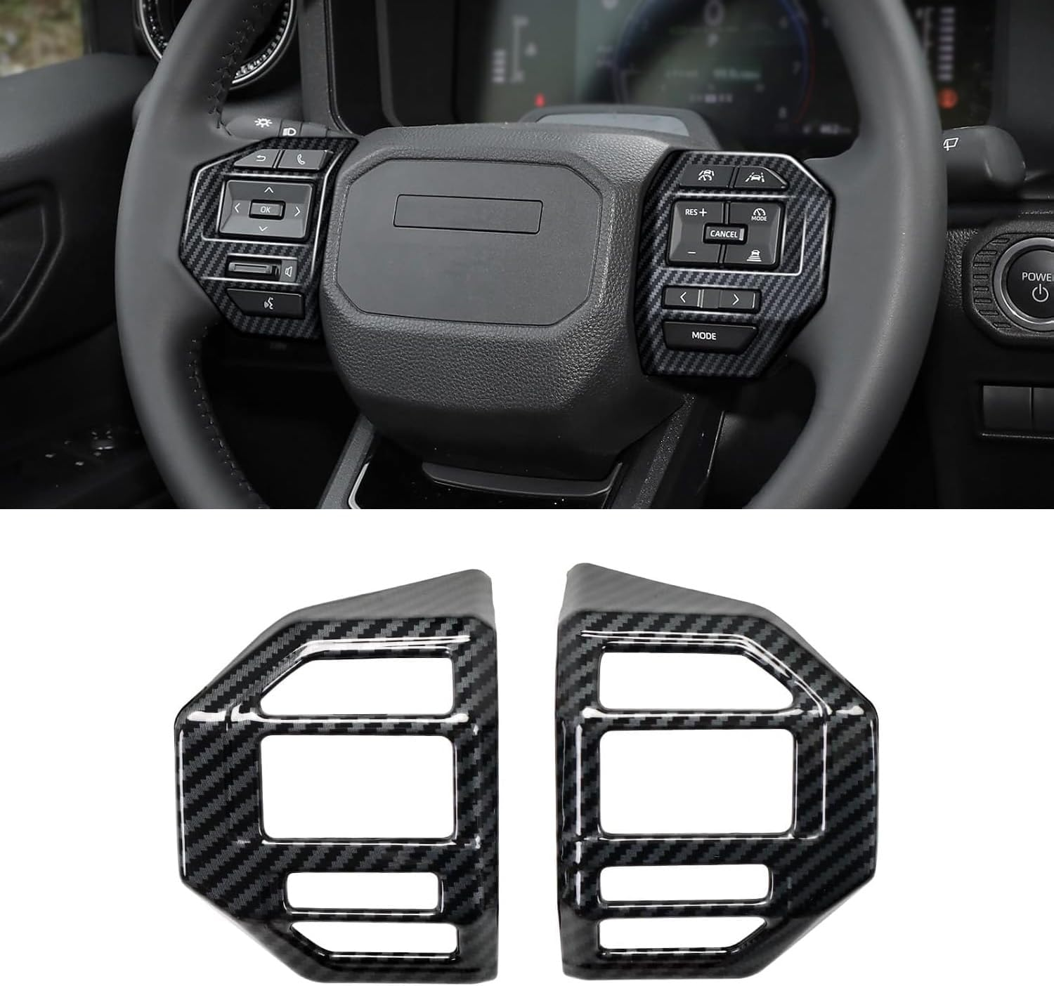 Carbon Fiber Style Steering Wheel Cover Decoration Suitable for Toyota Land Cruiser 250 1958 Prado LC250 J250 2024-2025 Interior Accessories (Button Cover) image number 5