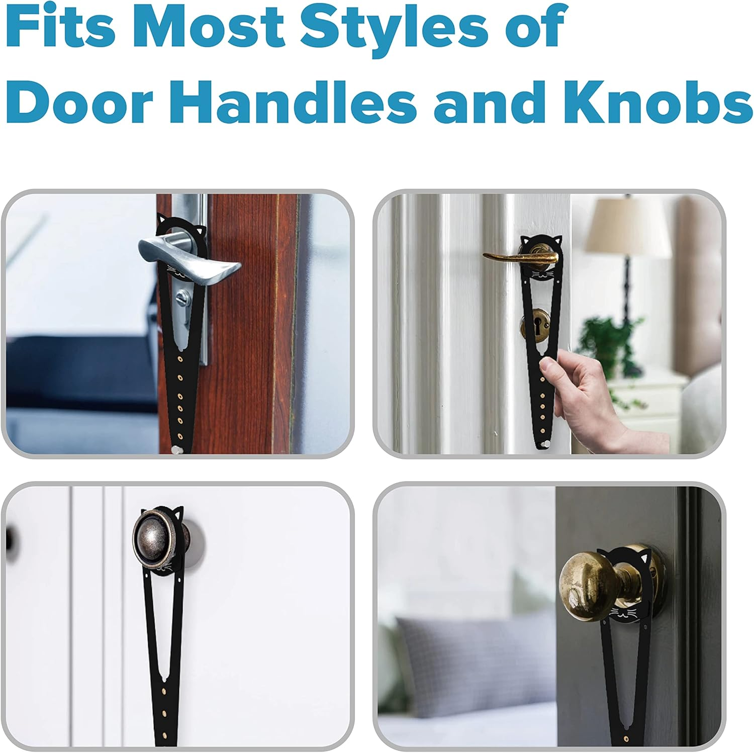 Neobay Cat Door Latch with Stabilizer, 7 Sizes Adjustable Door Prop for Cats to Keep Dog Out of Litter Box, Economical Alternative of Pet Gates and Interior Pet Door, Blcak, 2 Packs image number 2