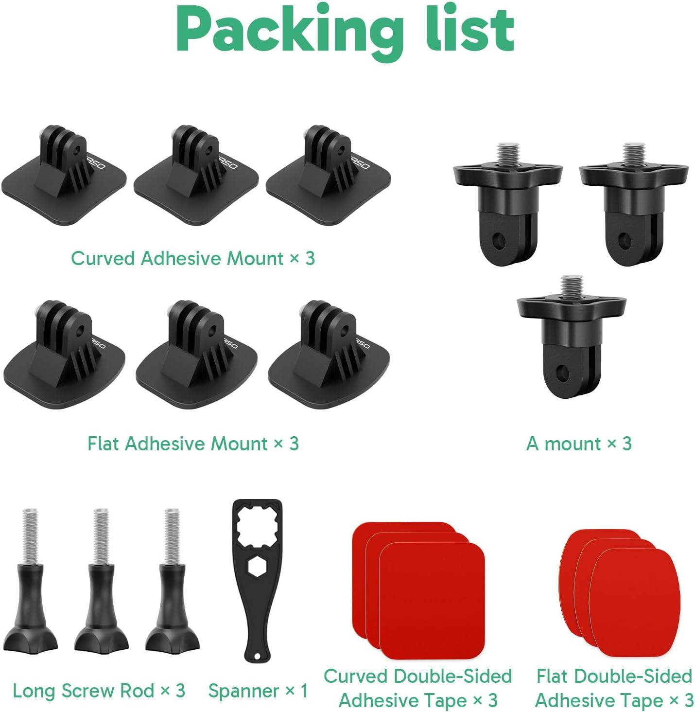 AKASO Helmet Sticky Mounts Adhesive Buckle Mount Screw Accessory Kit Compatible with Gopro Hero 13 12 11 10 Max 9 8 7 6 5 Session DJI Osmo Insta360 AKASO Action Cameras image number 6