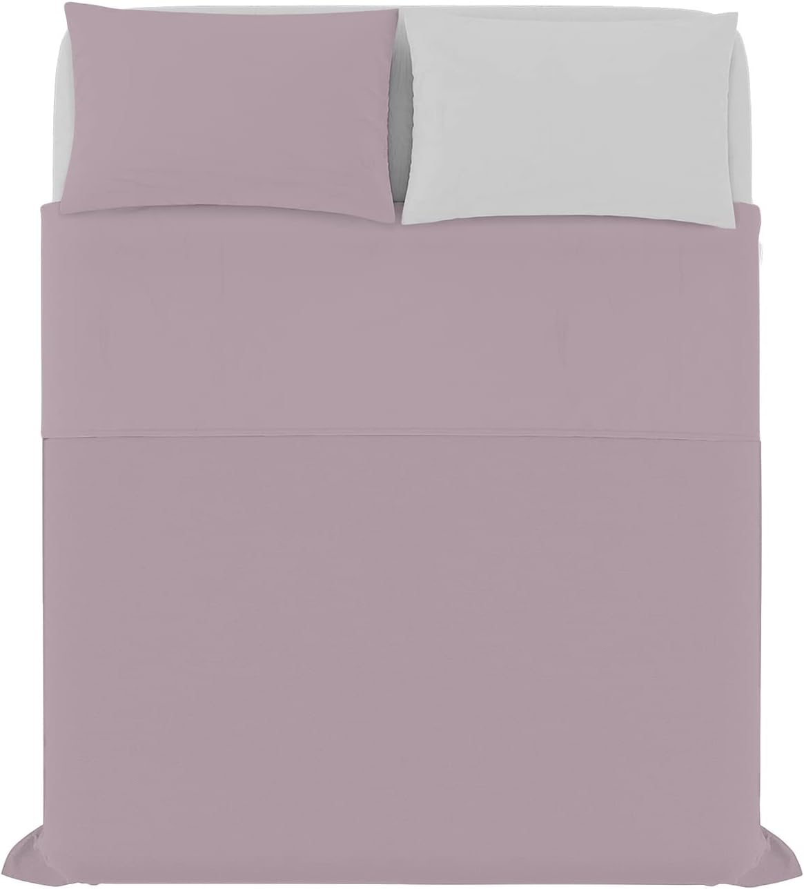 100% Natural Cotton Duvet Cover Set for Double Bed, Made in Italy, Fitted Sheet, Top Sheet 240 X 300 Cm and Pillowcases with Flap, Dusky Pink/Light Grey image number 2