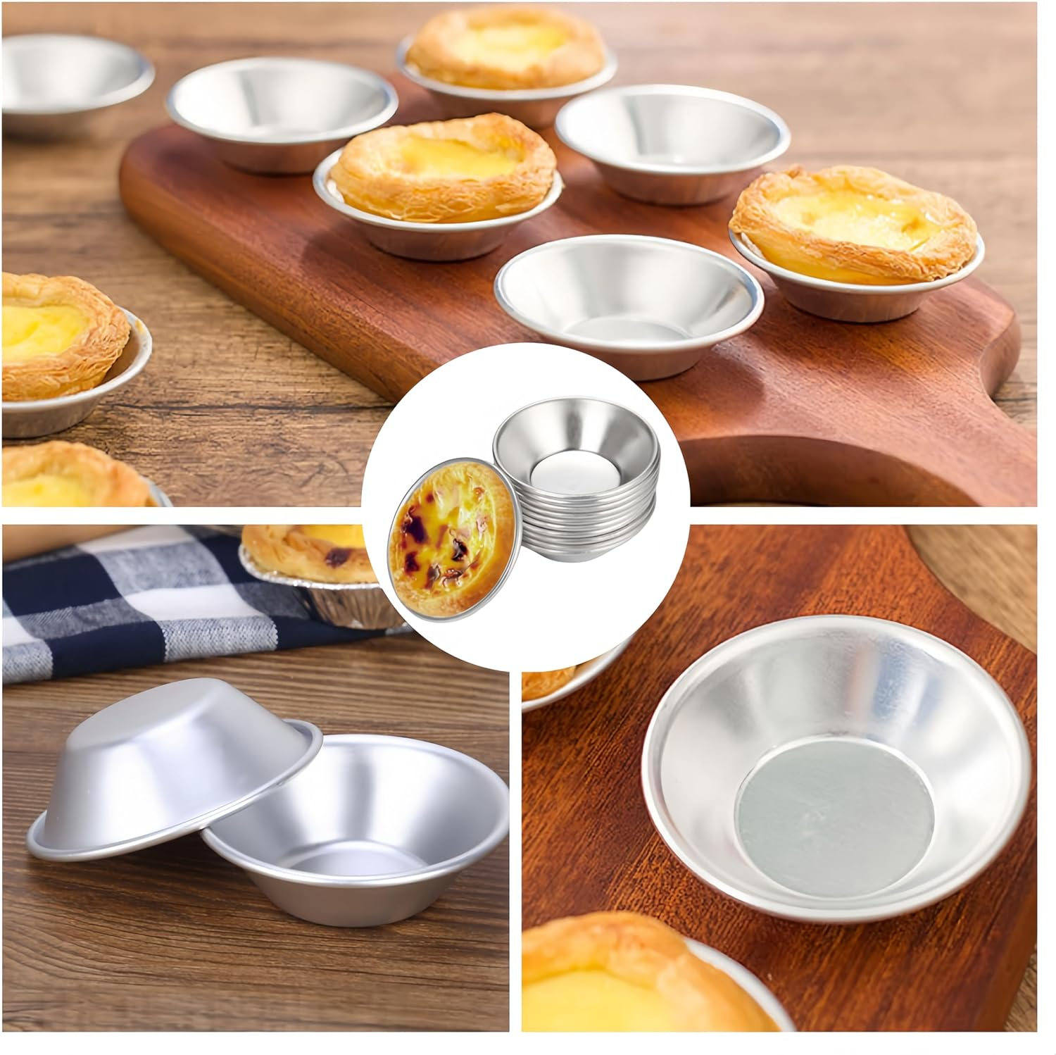 Ai-Oumleef 30 Pack Egg Tart Mold, Mini Pie Muffin Cupcake Pans Egg Tart Bakeware Non-Stick Baking Cups for Air Fryer, Pudding Mould DIY Tools(Aluminium) image number 2