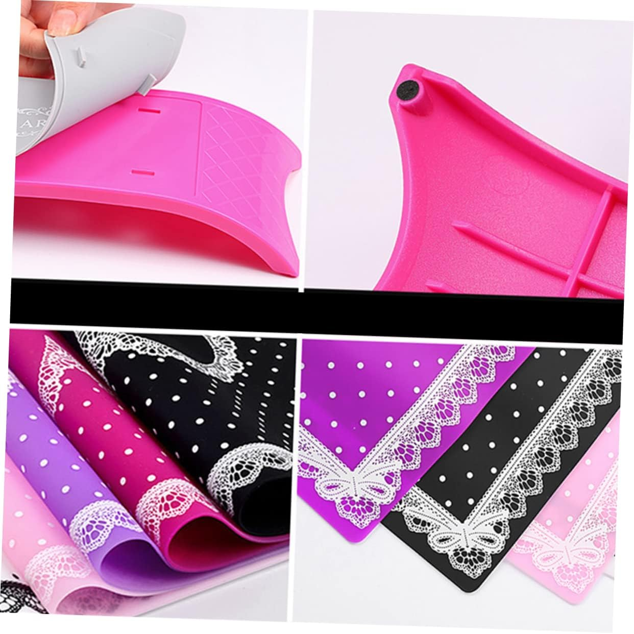 Healeved Foldable Hand Pillow Silicone Manicure Mat Washable Nail Beauty Tool Hand Pad Cushion Practice Nail Arm Rest - Purple image number 3