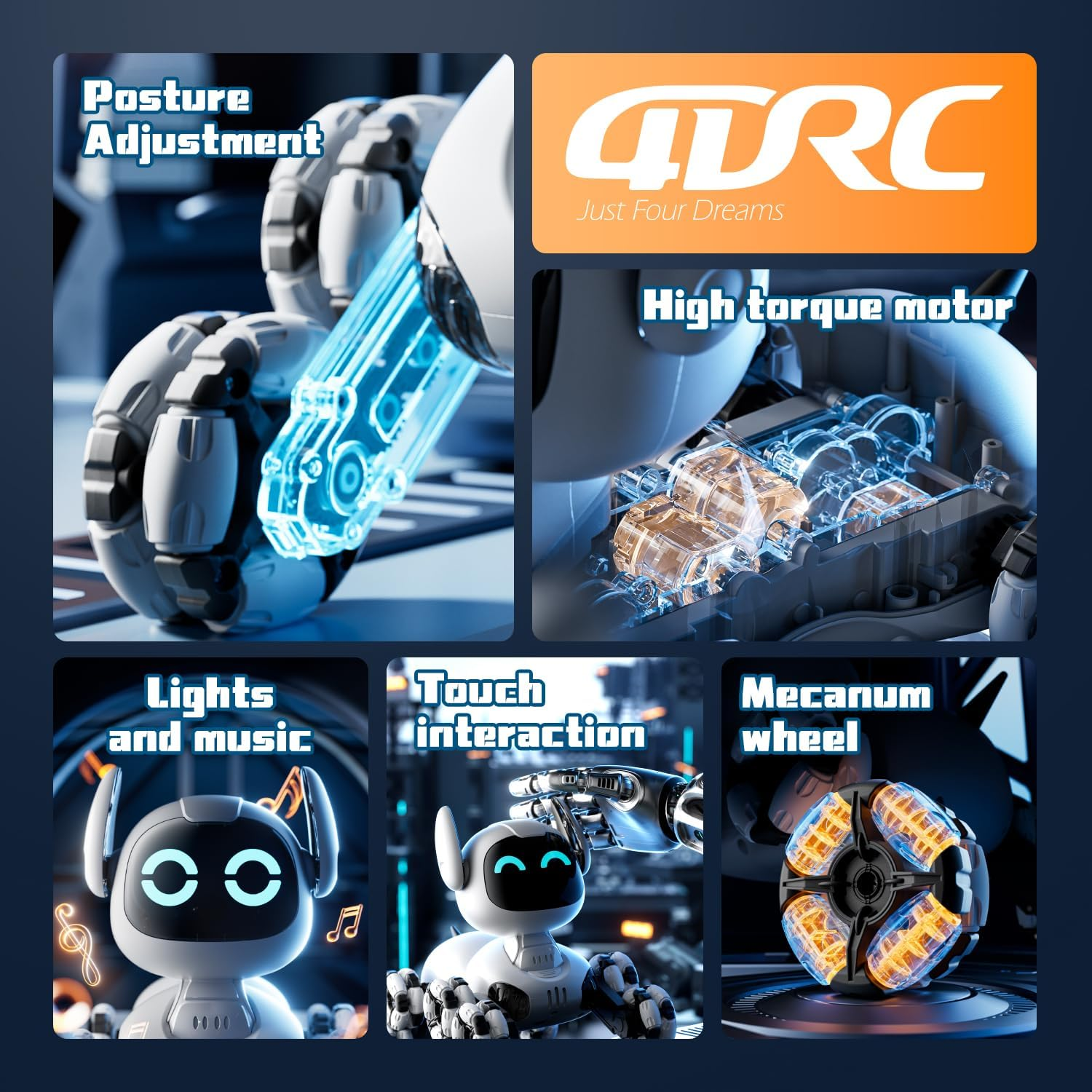 Robot Dog, Stunt RC Car, Transformable, Touch Sensing, Watch Remote Control, Dual Control Robot Toy, Mecanum Wheels, Children'S Birthday Gift (Black) image number 4