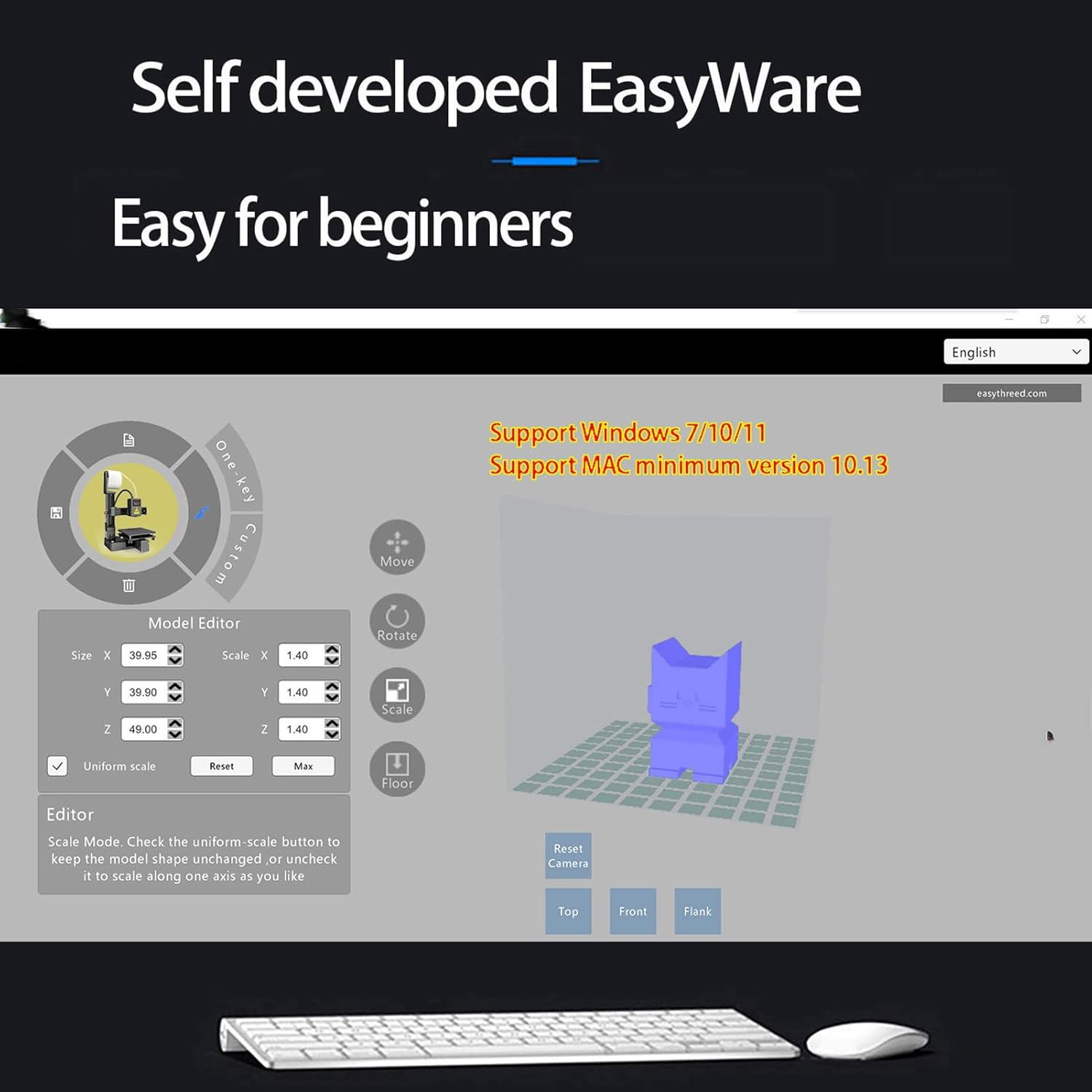 Mini 3D Printer, 3D Printers for Beginners, High Speed & Precision Frequency Division Multiplexing 3D Printer, Printing Size Approx. 100 X 100 X 100Mm / 4 X 4 X 4In (White) - Black image number 3