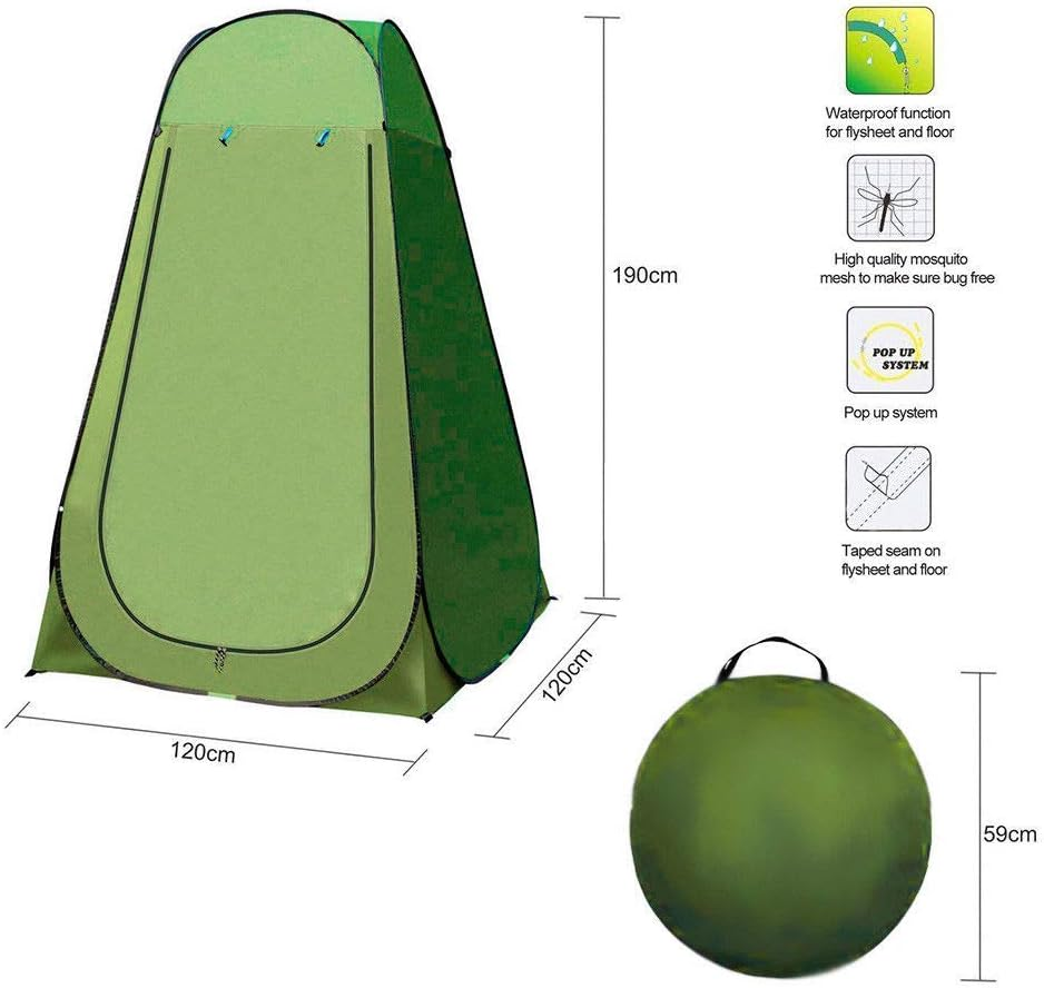 Camping Tent Outdoor Portable Folding Toilet Camping Shower Tent Pop up Change Room Potty Bag - Green Tent image number 4